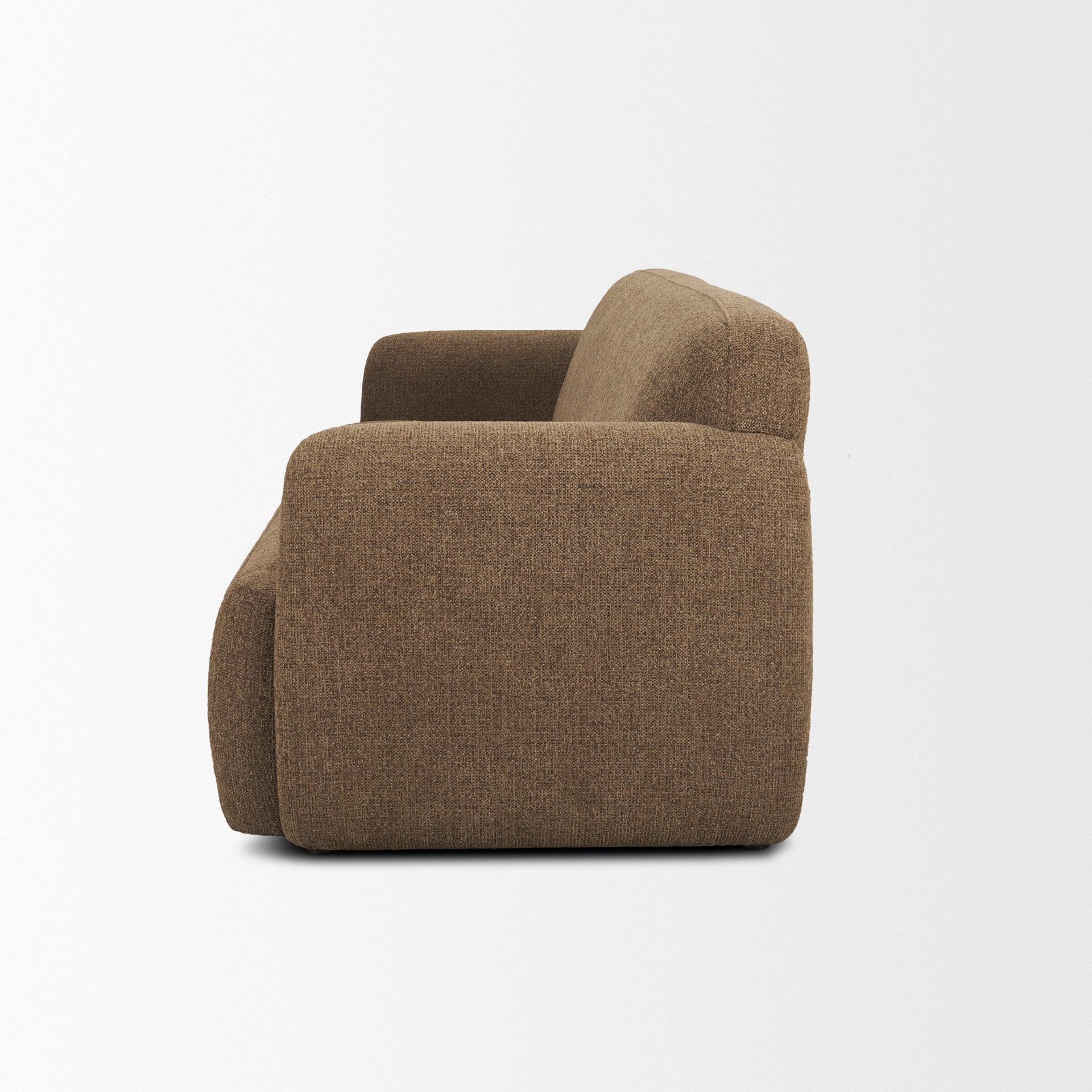 Saga Textured Brown Plush Fabric 3 Seater Sofa