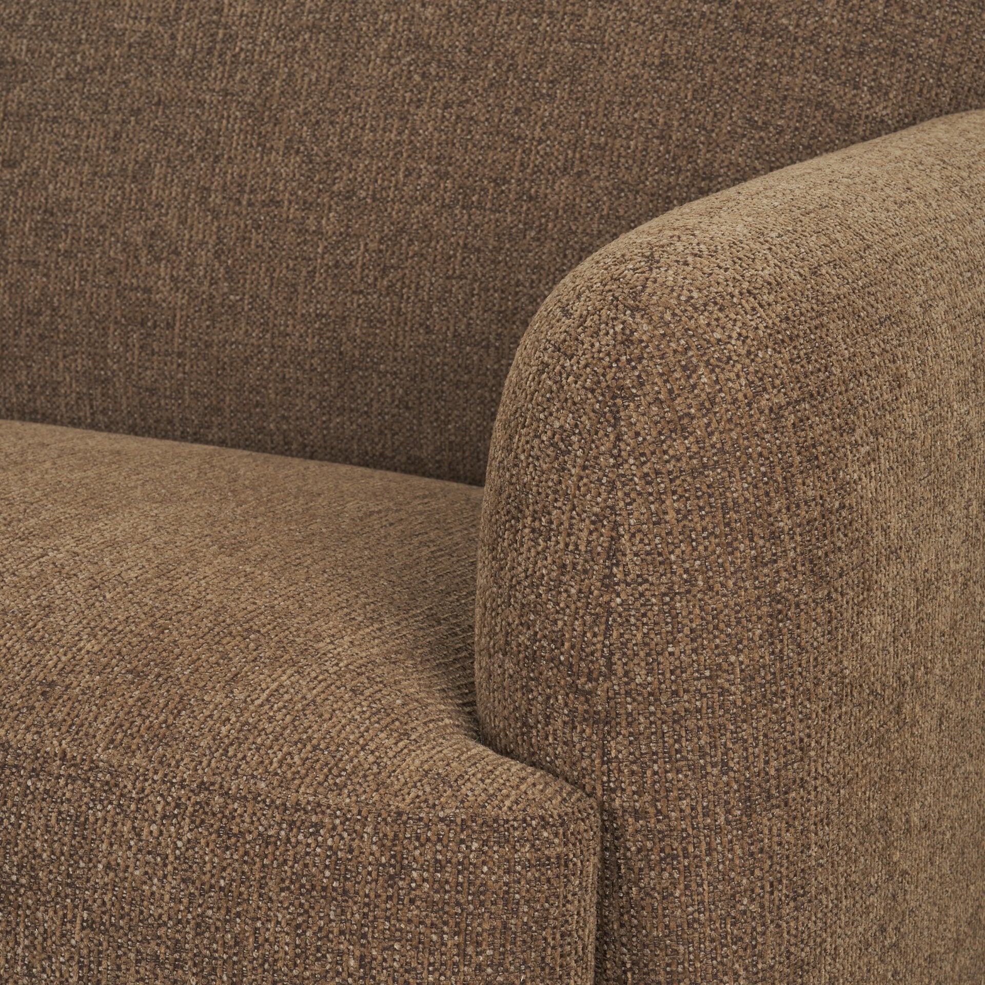 Saga Textured Brown Plush Fabric 3 Seater Sofa