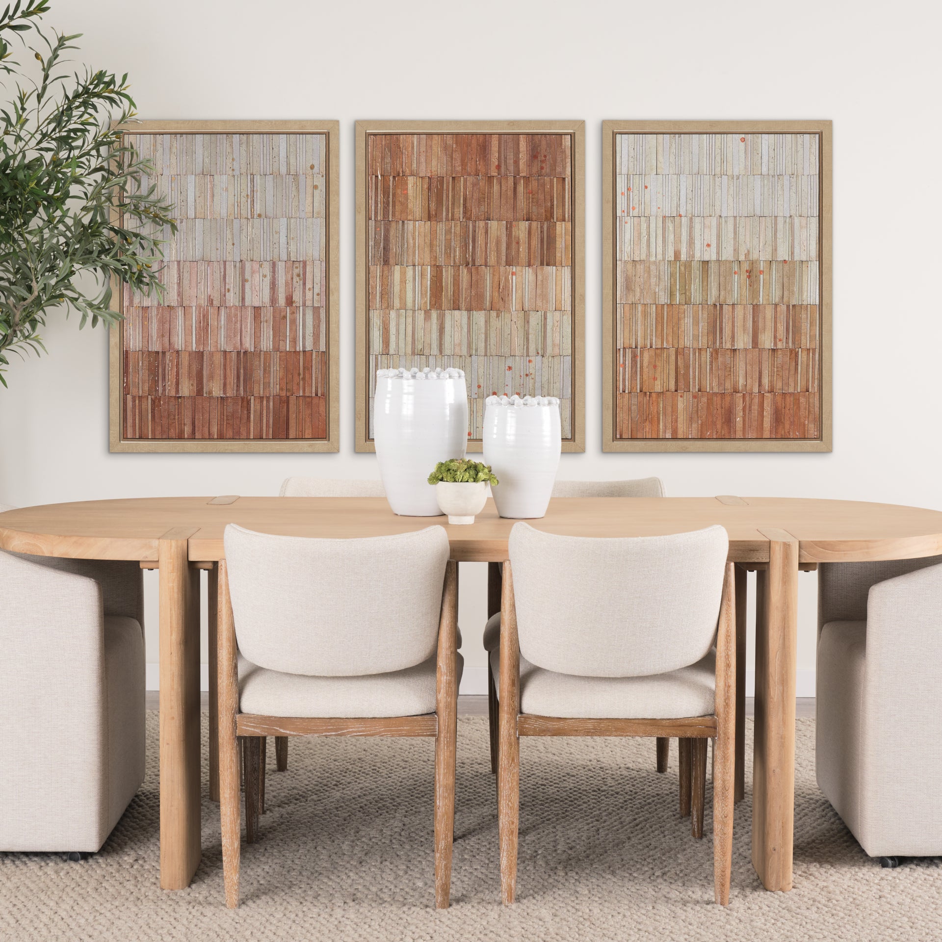 Terracotta Wall II by Flora Kouta Hand Embelished  Textured  Framed Canvas
