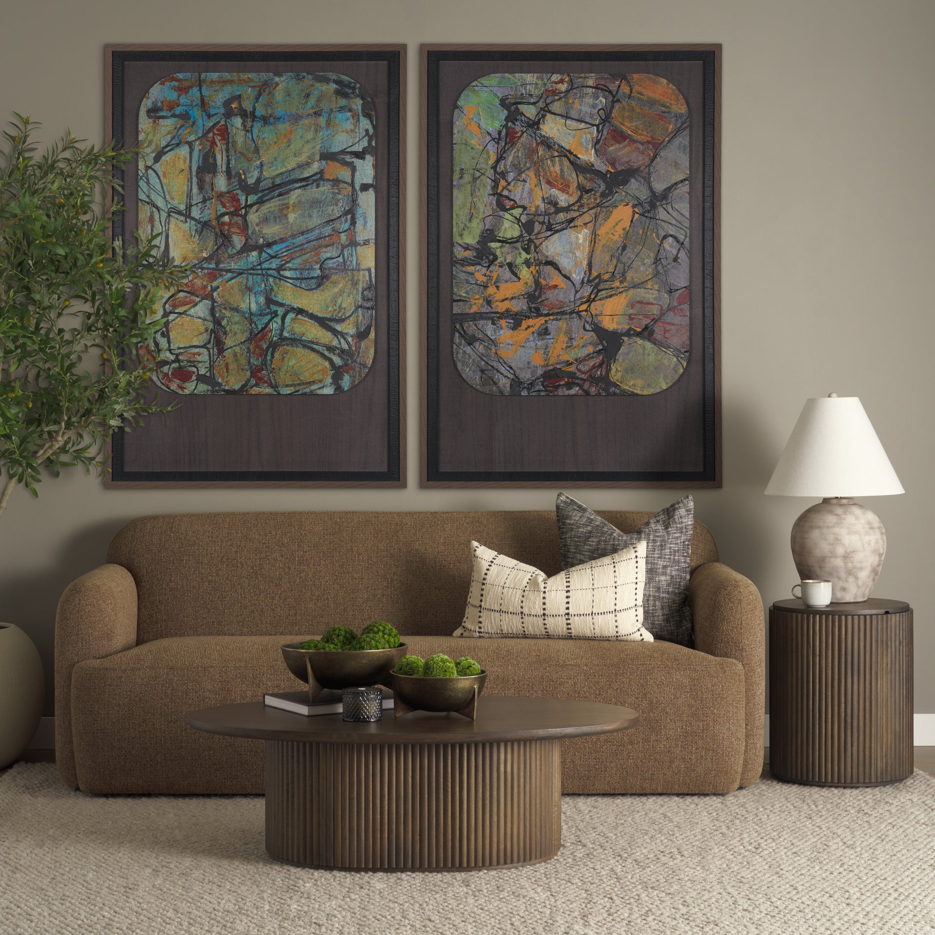 Saga Textured Brown Plush Fabric 3 Seater Sofa