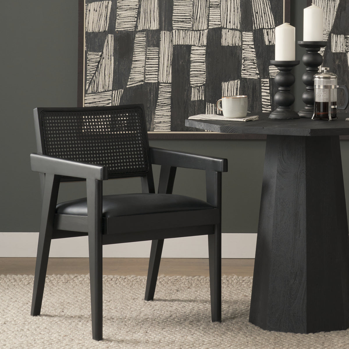 Reid Cane Back Dining Arm Chair