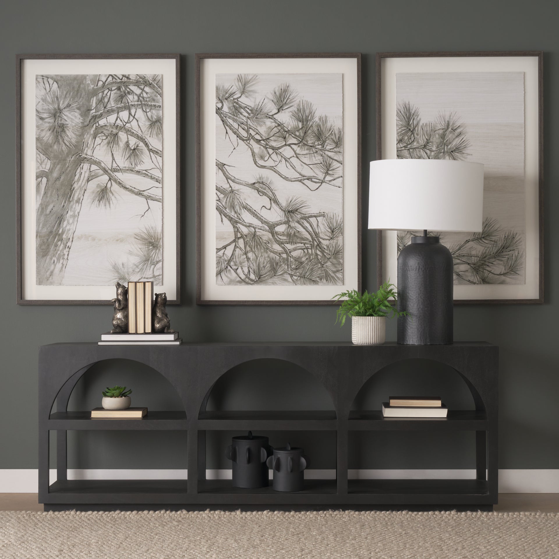 Bela Large Matte Black Arched Console Table