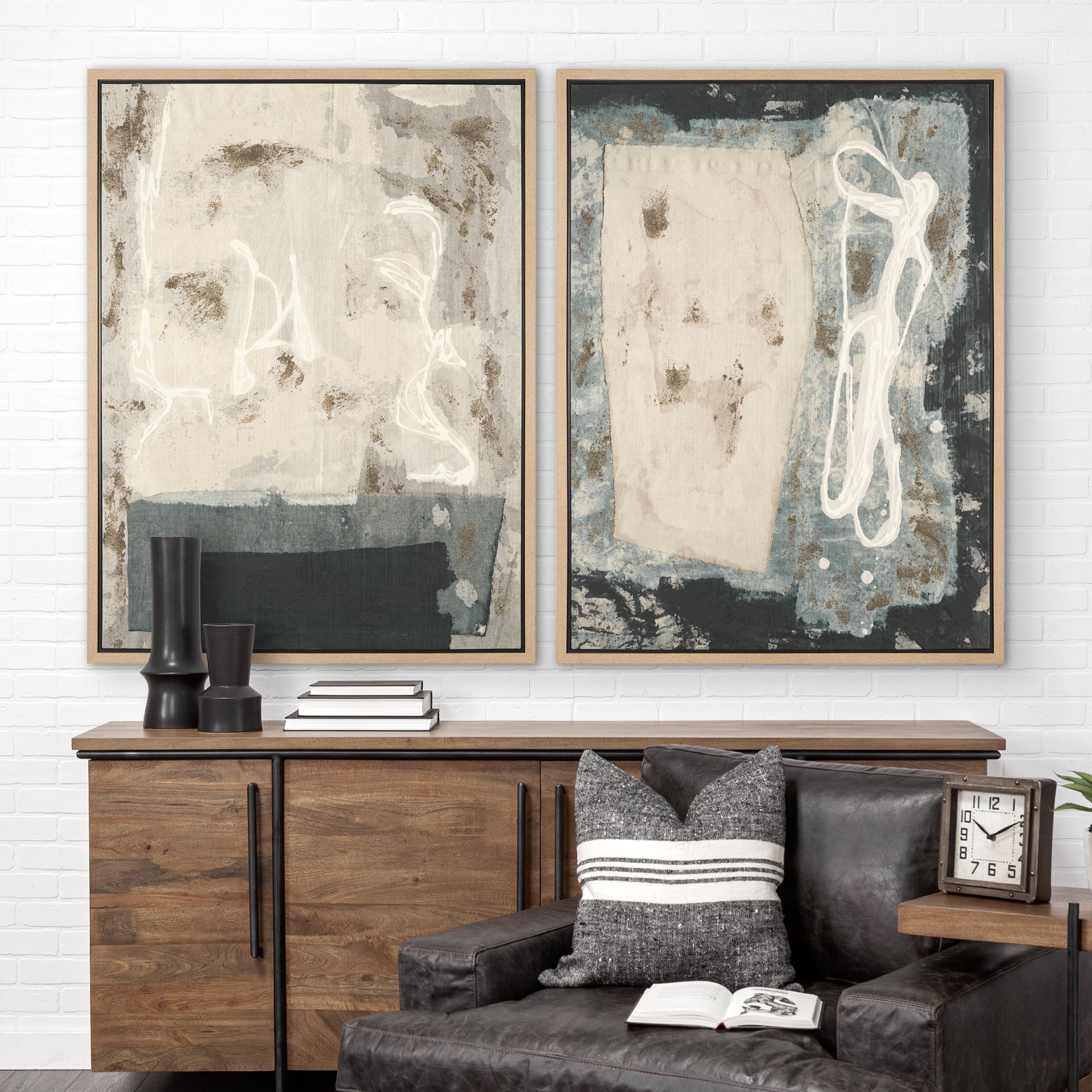 Textural Echo - Ash by Kristine Hegre Hand Embelished Textured Framed Canvas Artwork
