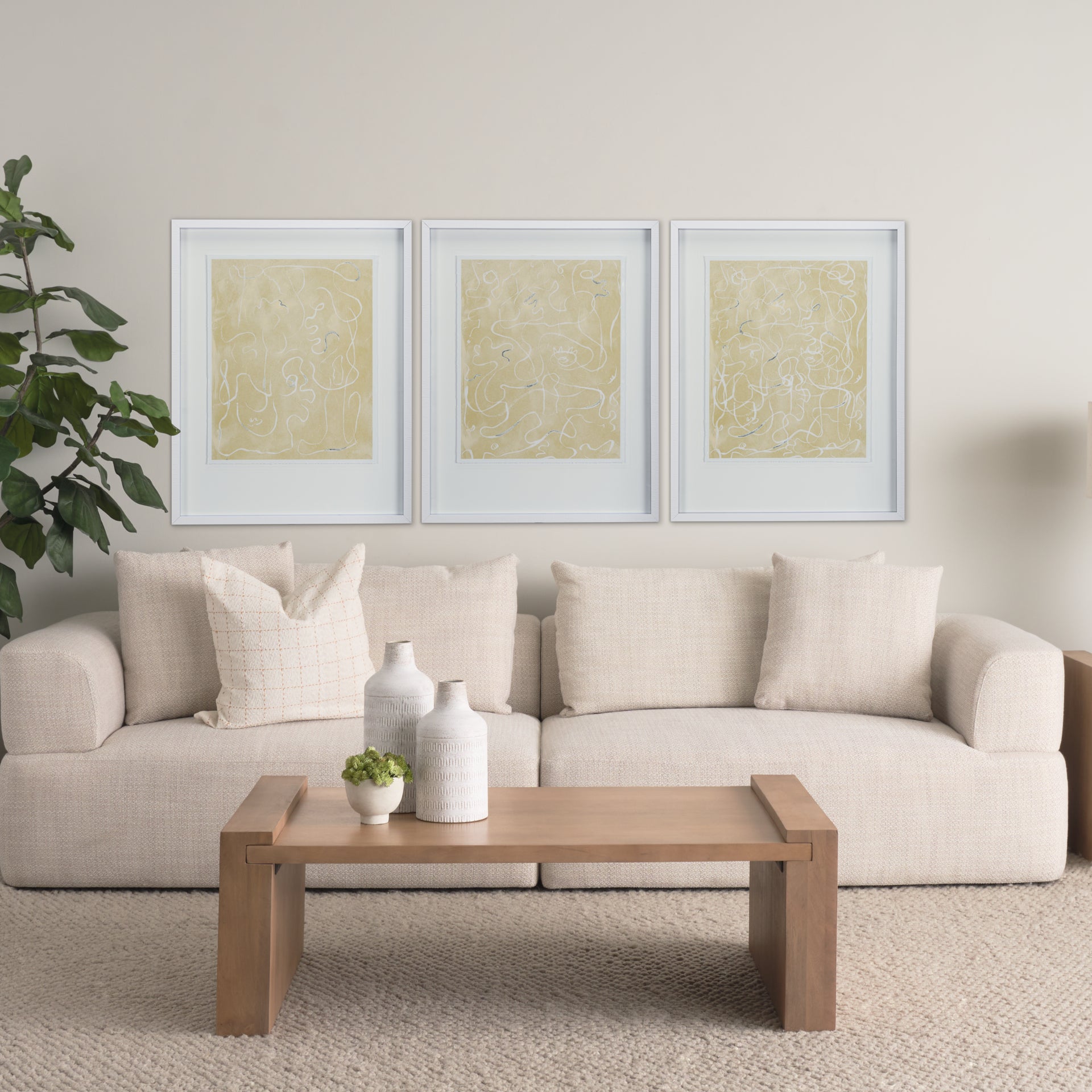 Thread Yellow II by Mercana Studio a Hand Embellished Textured Framed Art Print Matted under Glass