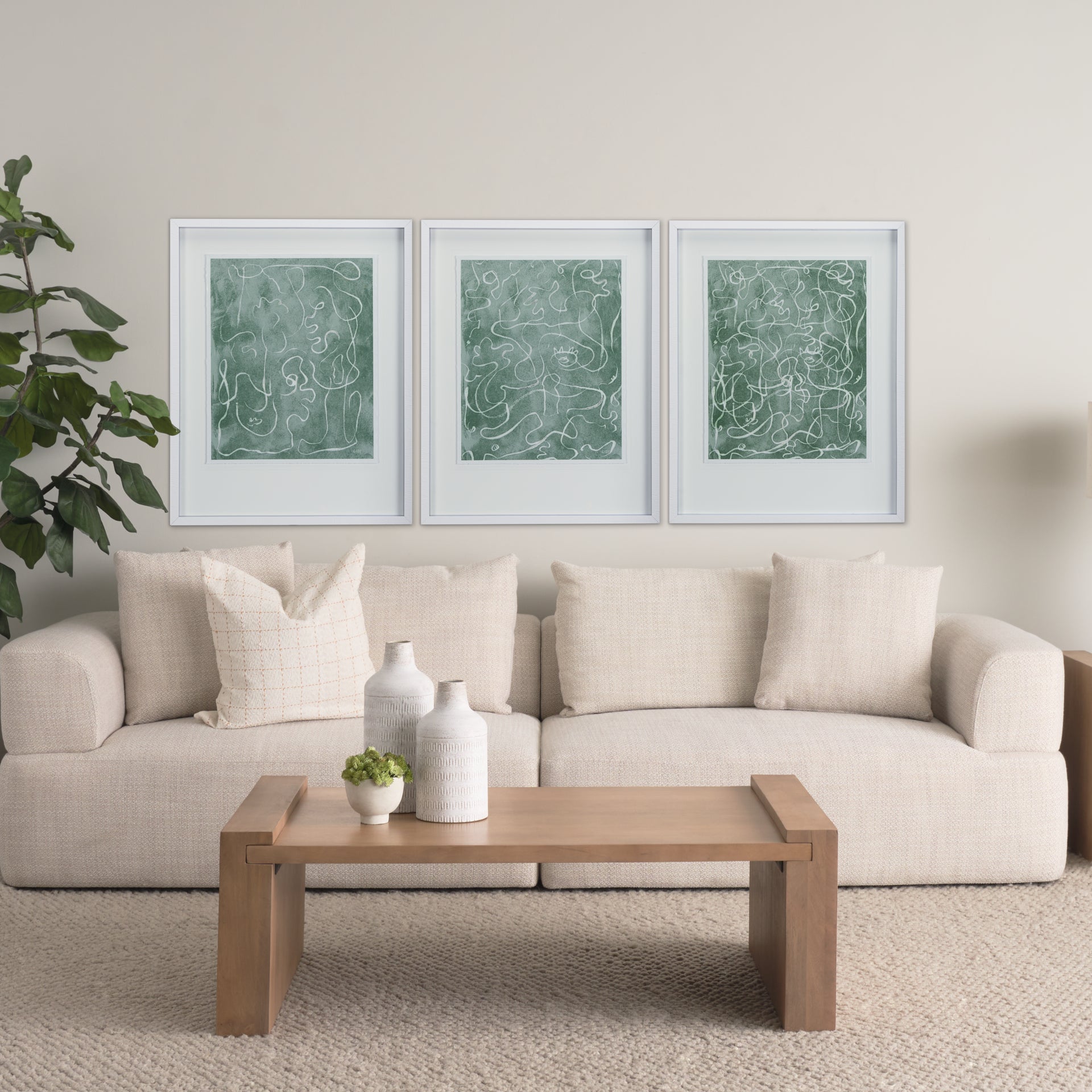 Thread Green III by Mercana Studio a Hand Embellished Textured Framed Art Print Matted under Glass