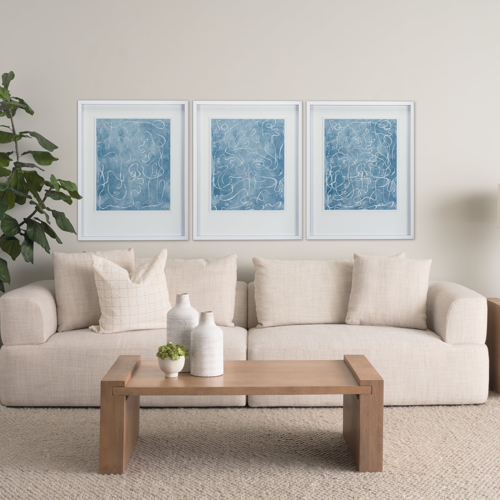 Thread Blue I by Mercana Studio a Hand Embellished Textured Framed Art Print Matted under Glass