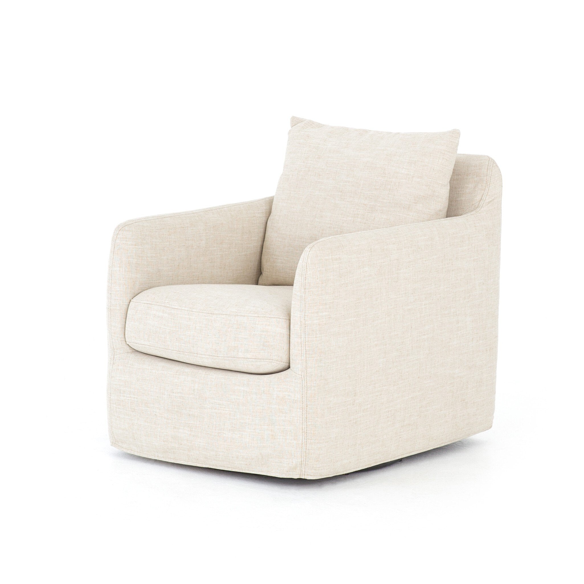 Banks Slipcover Swivel Chair - Cambric Ivory