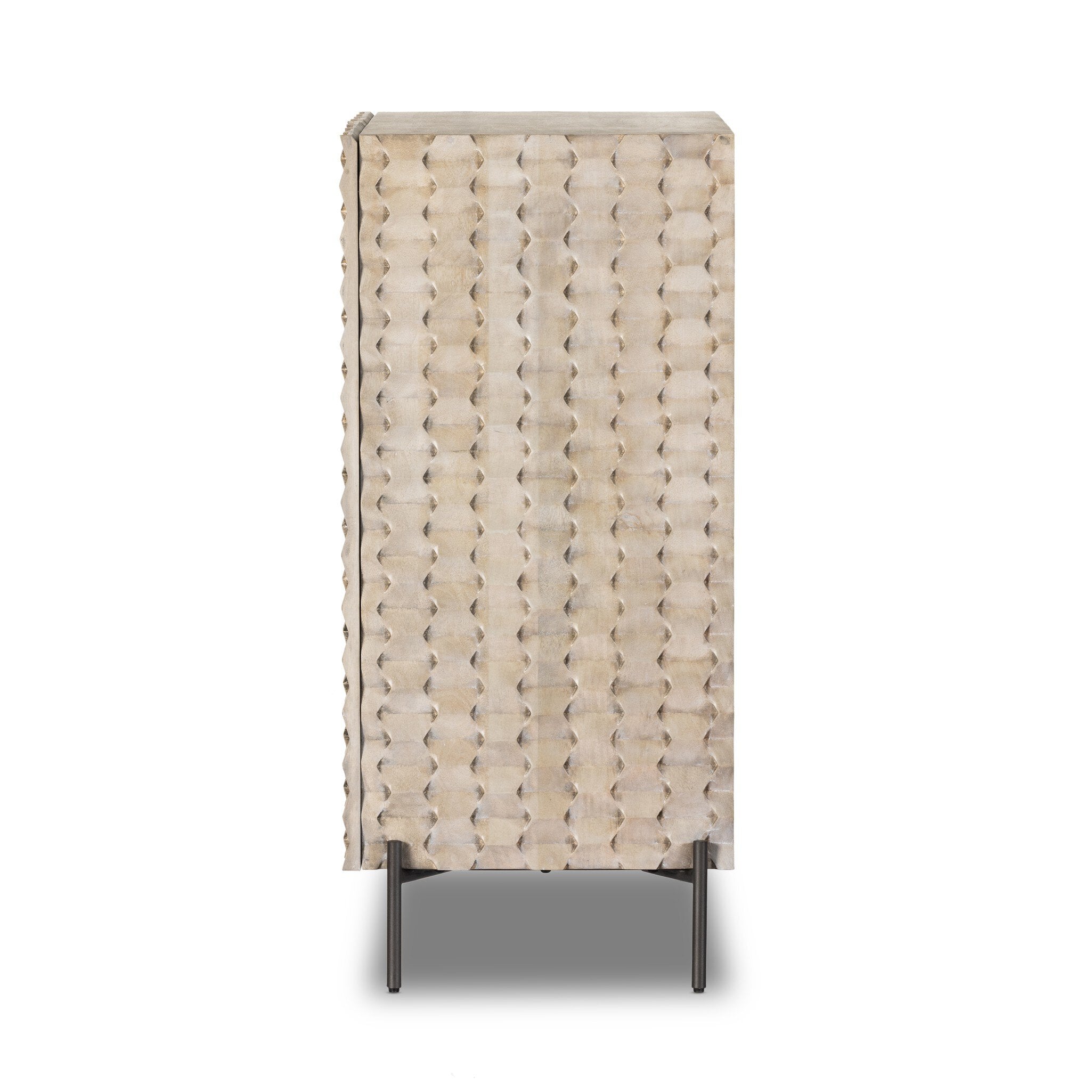 Raffael Bar Cabinet - Carved Stonewash Grey Mango