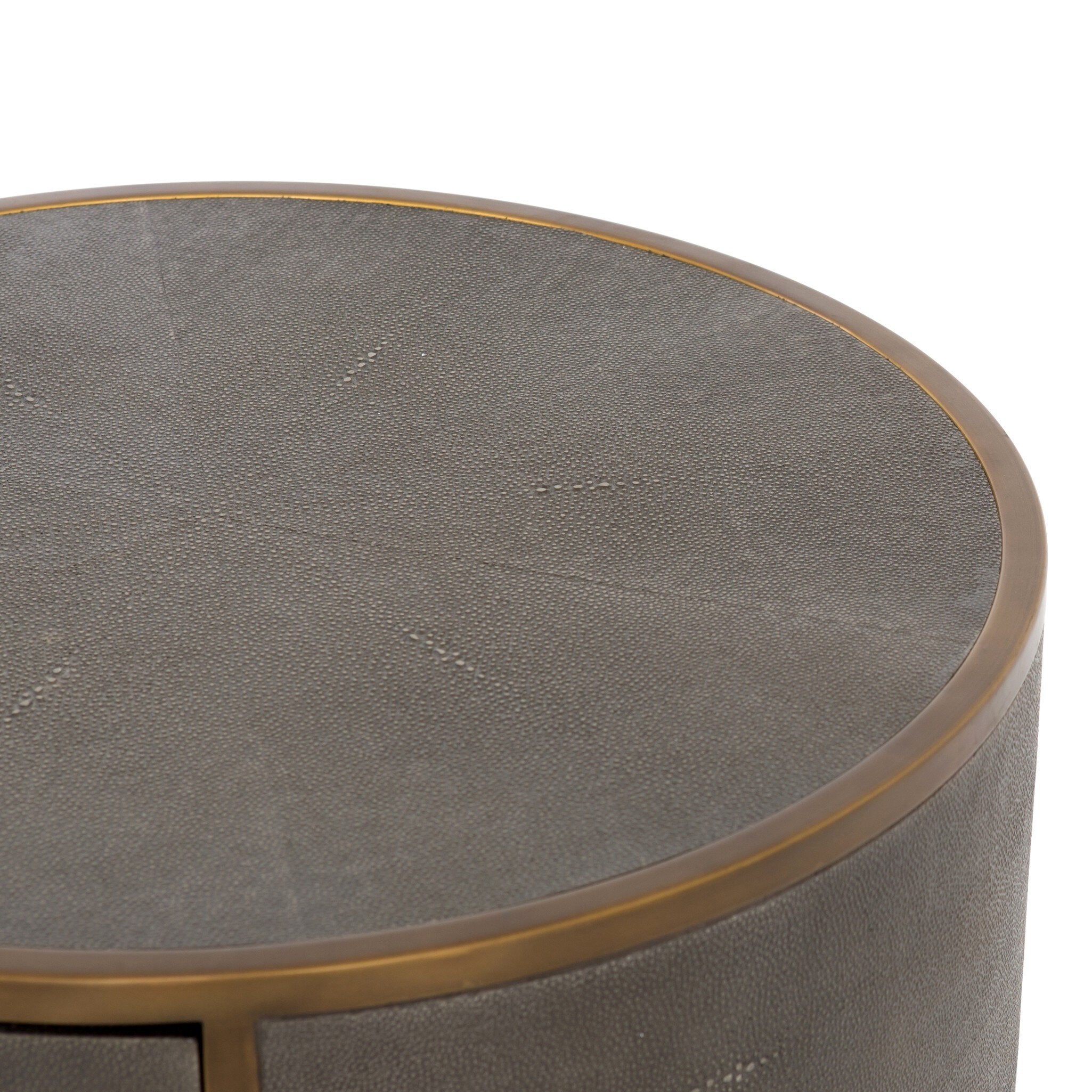 Shagreen Round Nightstand - Grey Shagreen