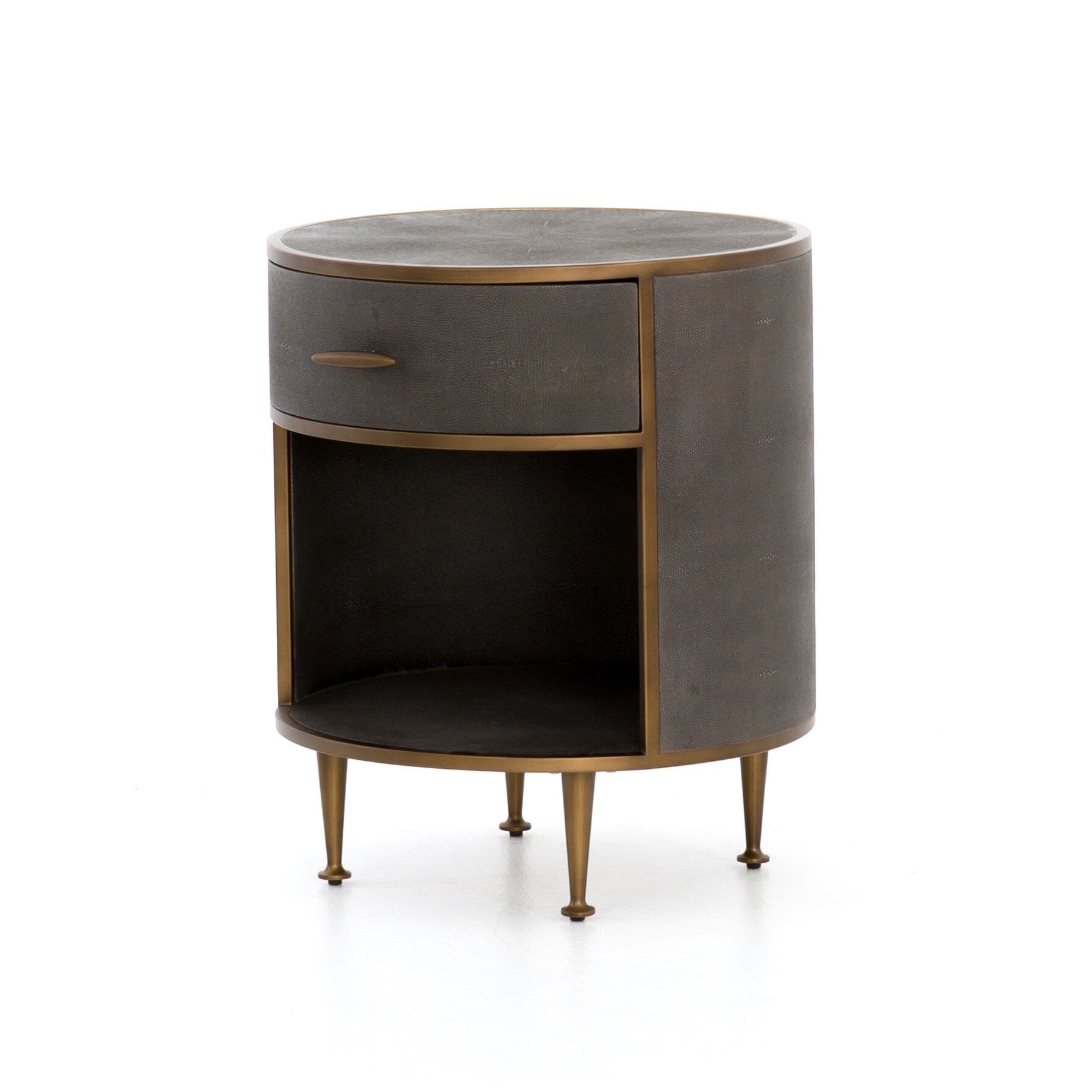 Shagreen Round Nightstand - Grey Shagreen