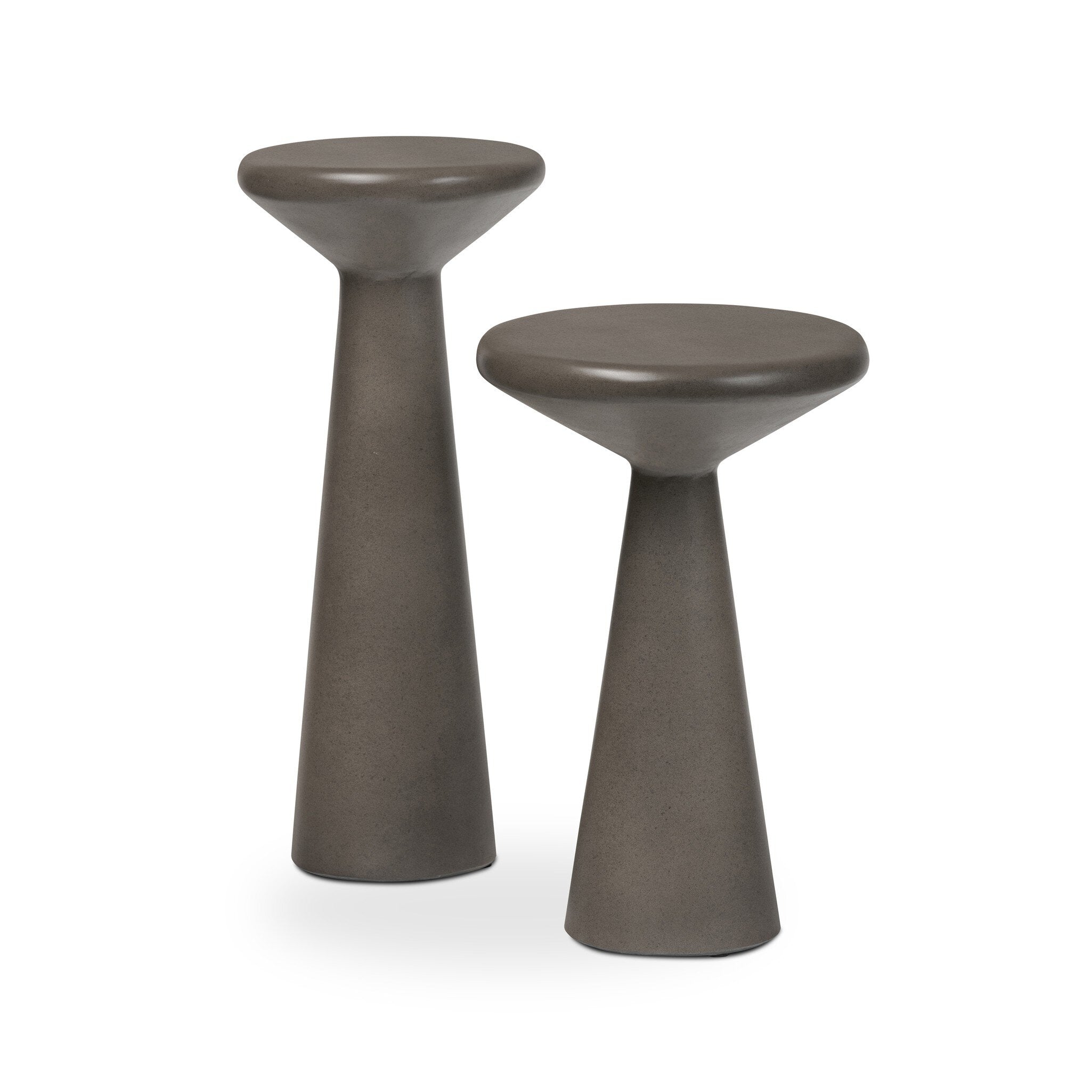 Ravine Concrete Accent Tables, Set Of 2 - Dark Grey