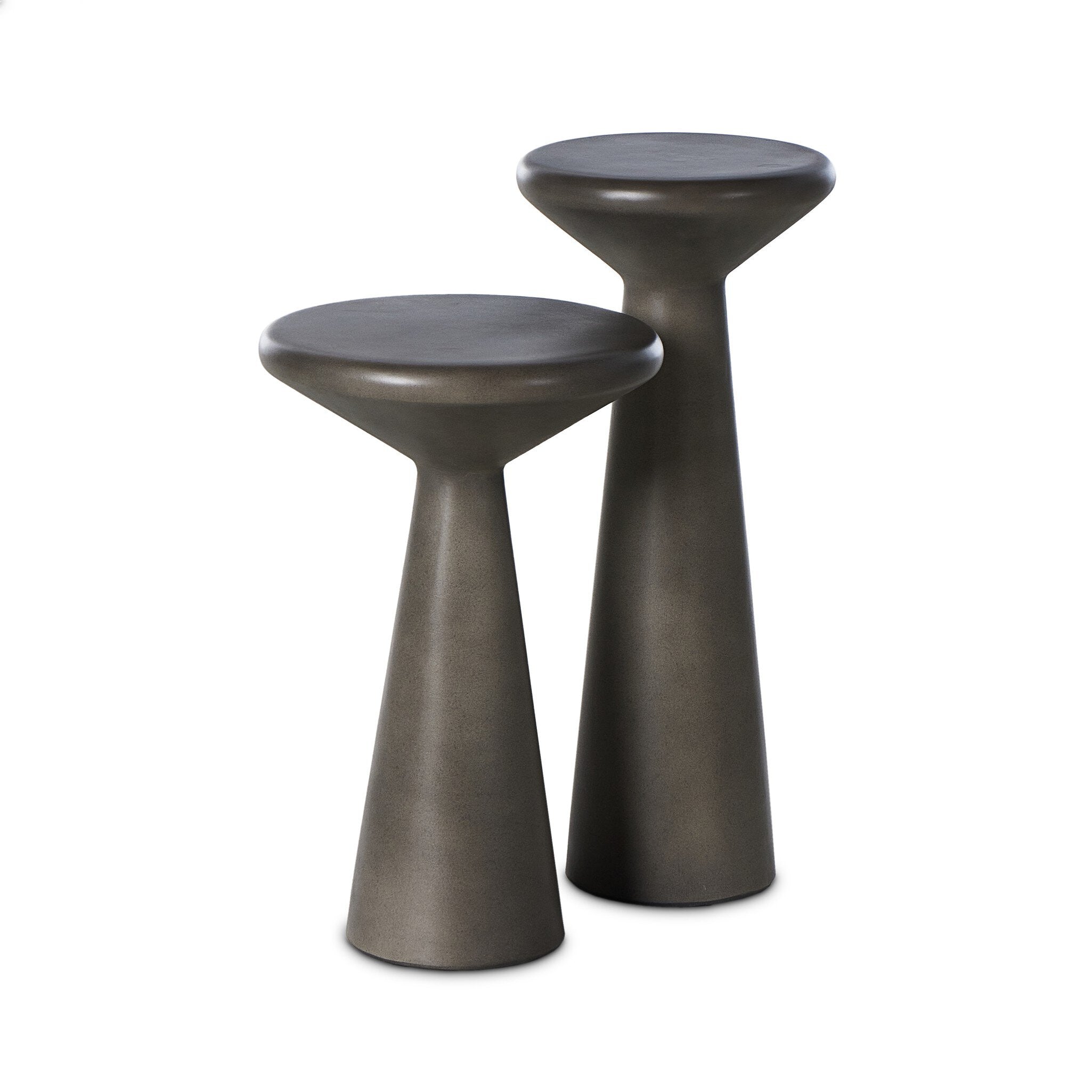 Ravine Concrete Accent Tables, Set Of 2 - Dark Grey