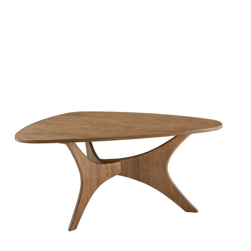 Blaze Organic Triangular Wood Coffee Table with Sculptural Base