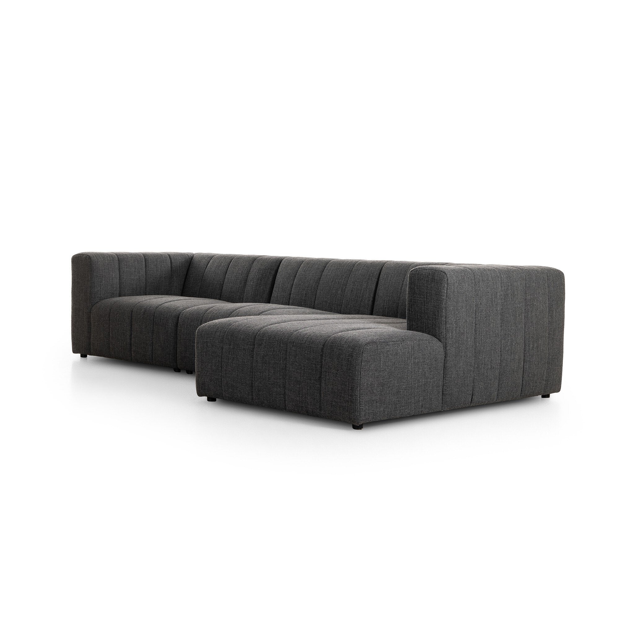 Langham Channeled 3-Piece Sectional - Saxon Charcoal