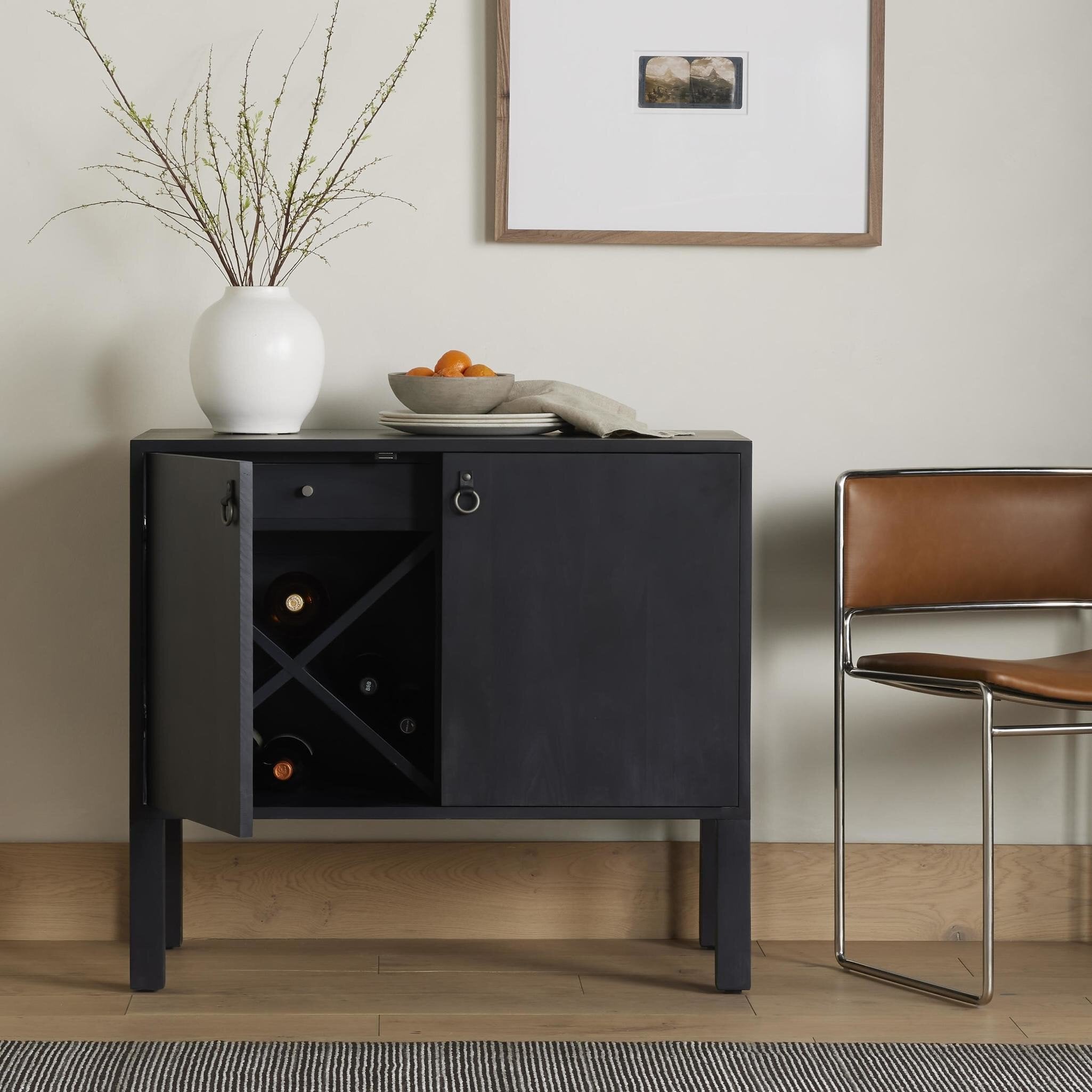 Isador Bar Cabinet - Black Wash Poplar