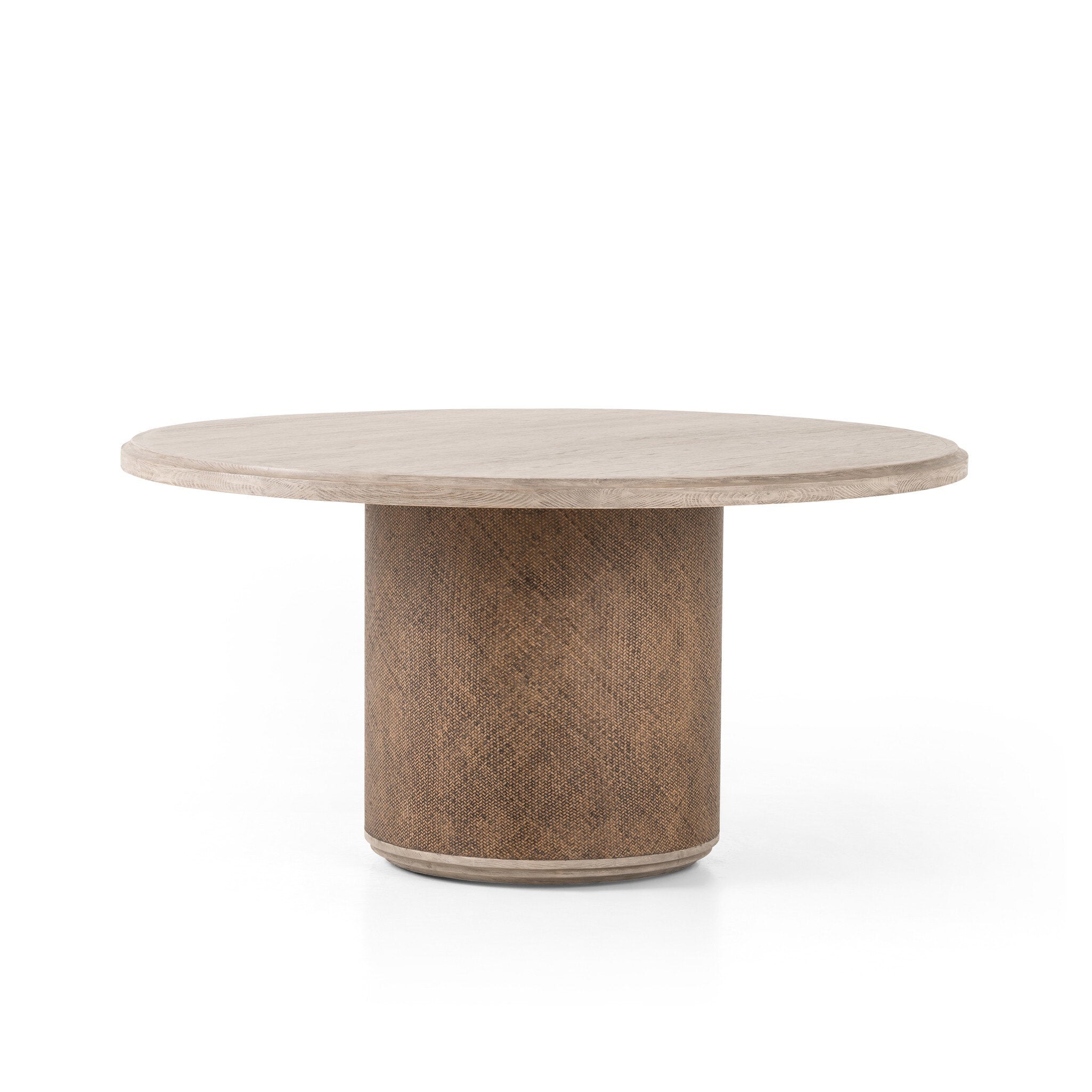 Kiara Round Dining Table - Weathered Blonde Oak Veneer