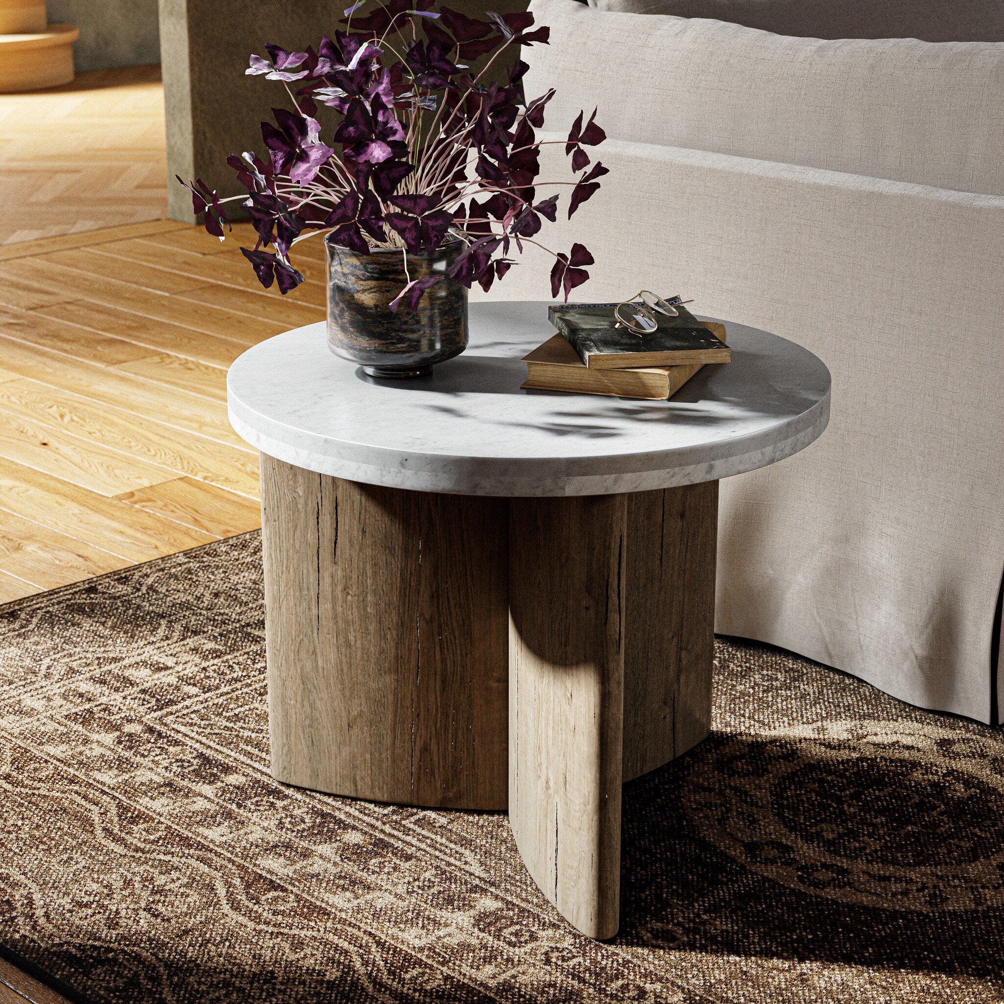 Toli End Table - Italian White Marble