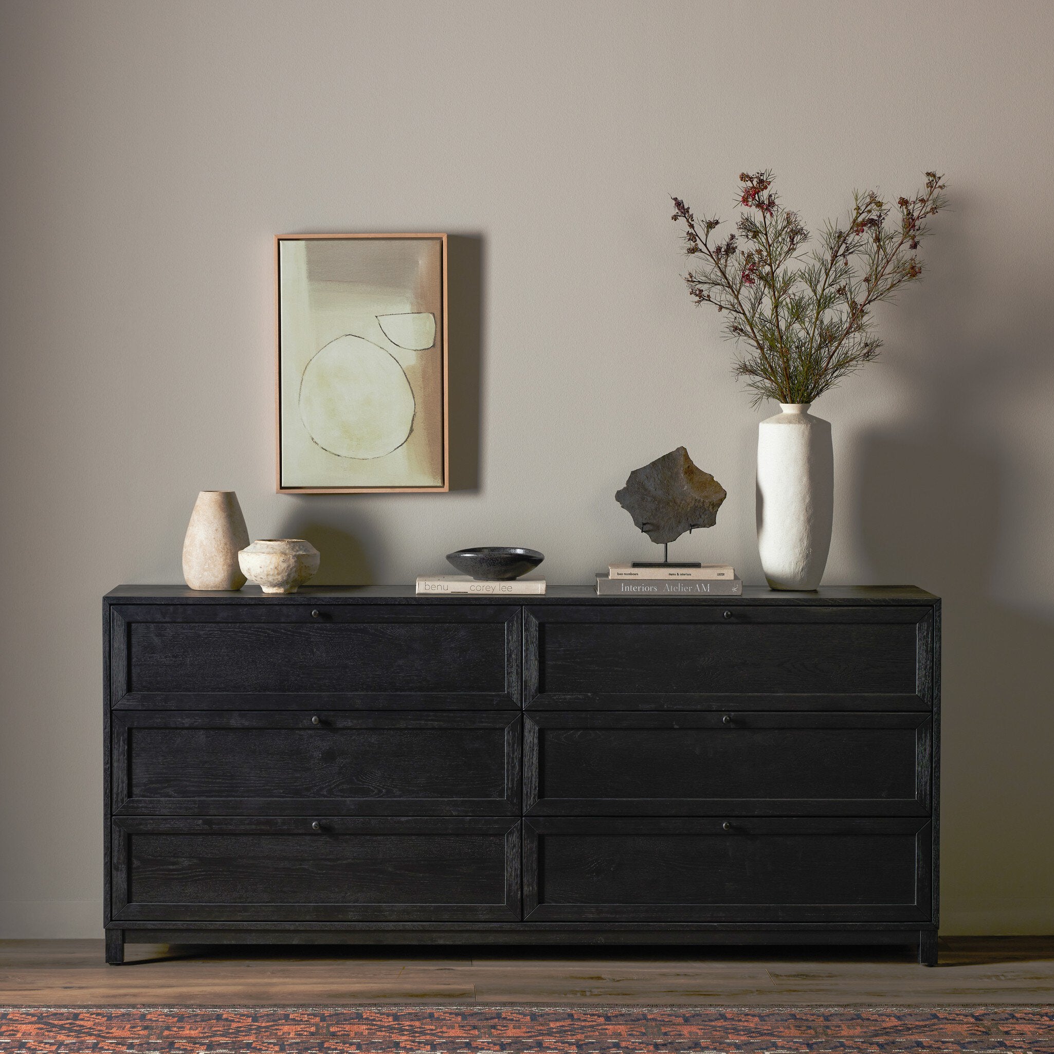 Millie 6 Drawer Dresser - Drifted Matte Black Veneer