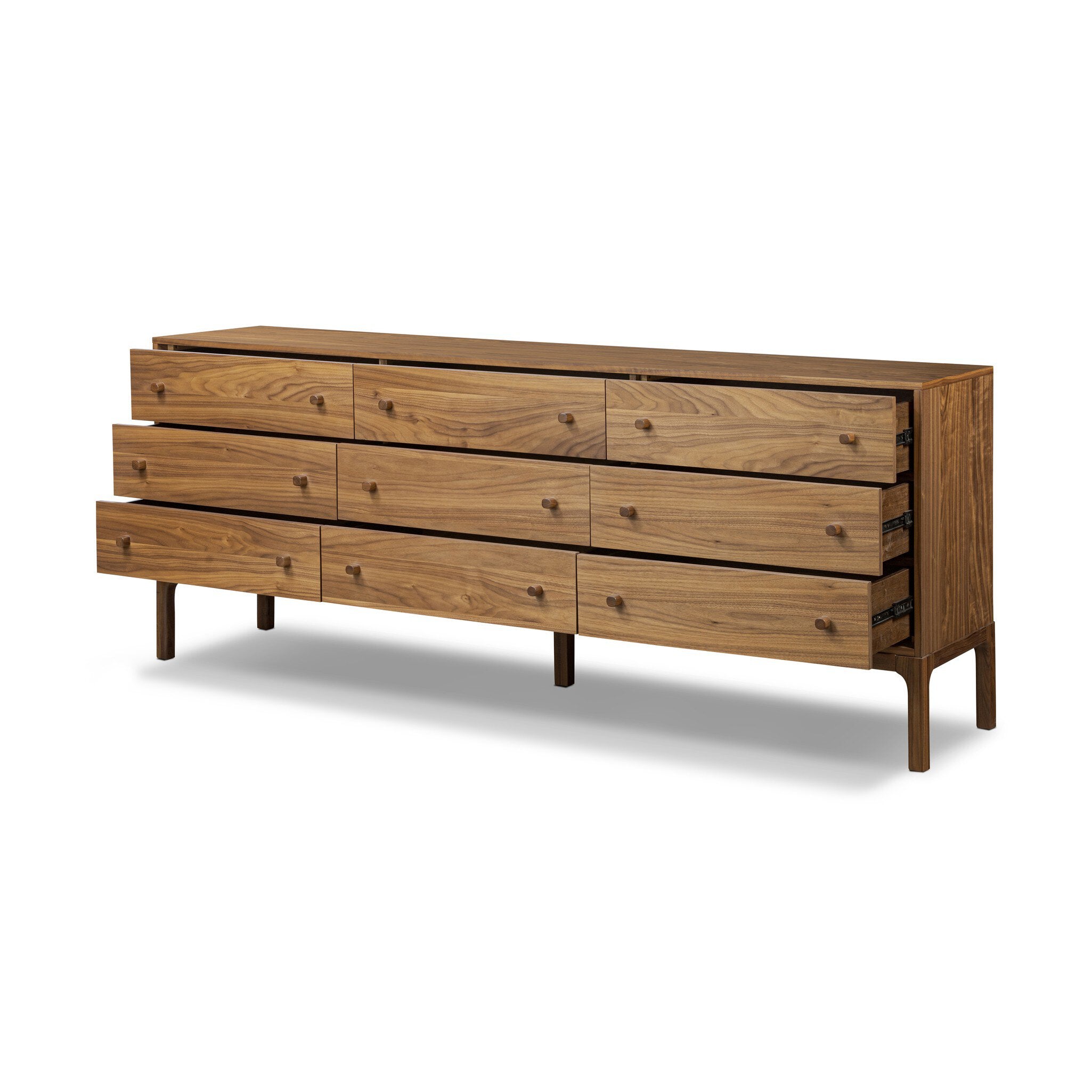 Arturo 9 Drawer Dresser - Natural Walnut Veneer