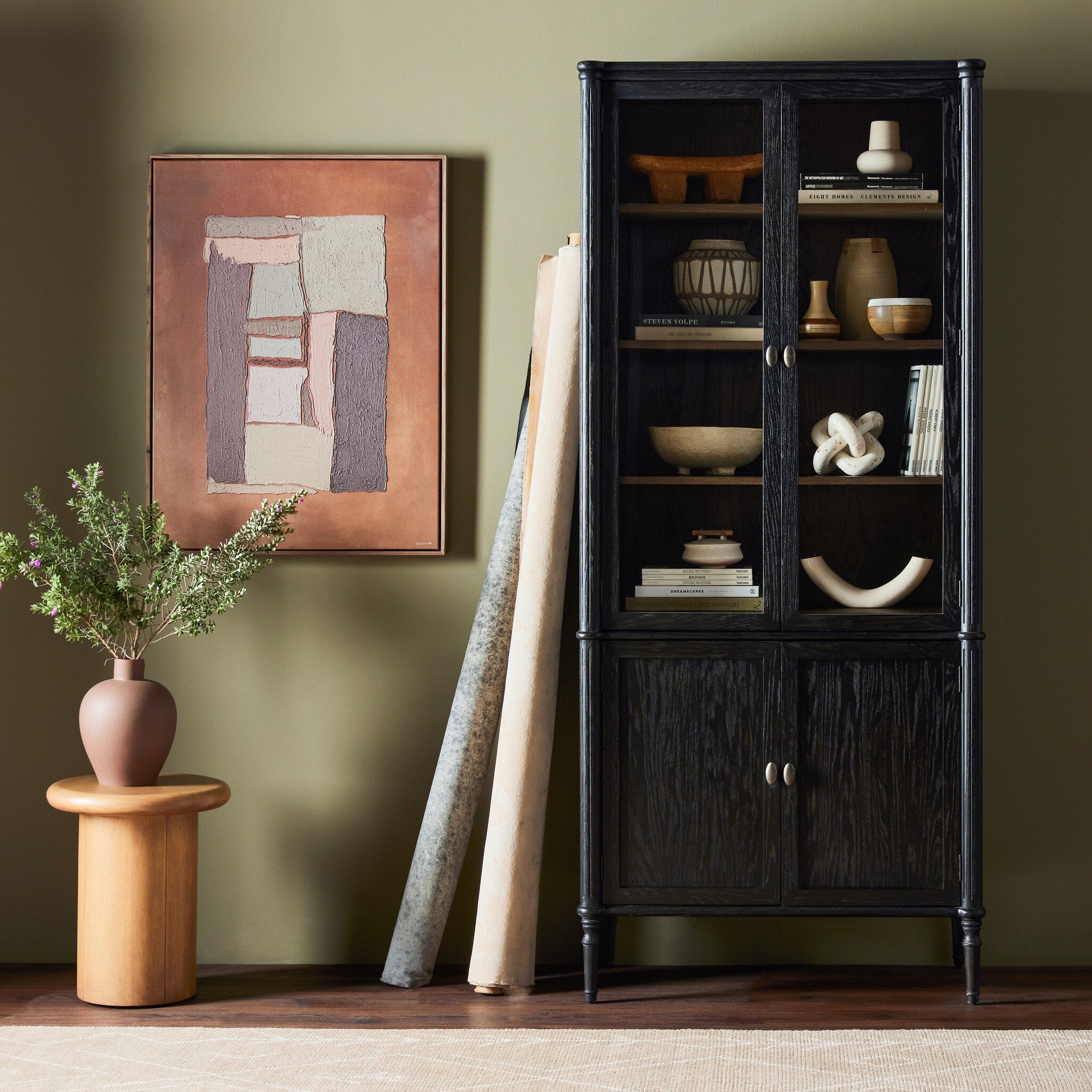 Toulouse Cabinet - Distressed Black Oak