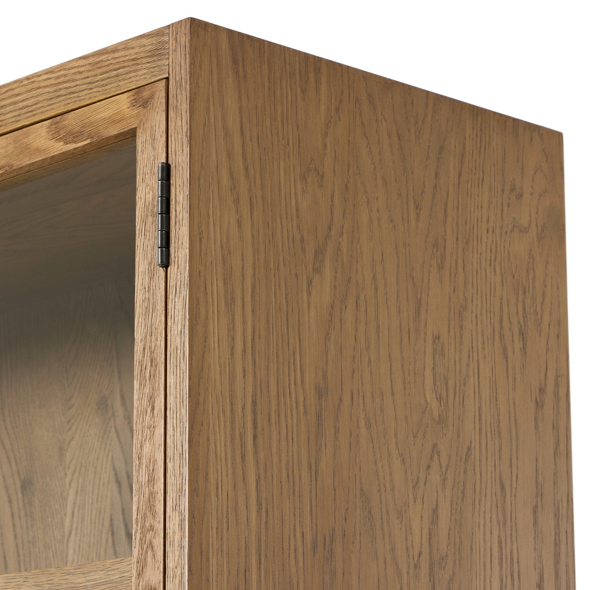 Millie Panel and Glass Door Cabinet - Drifted Oak Solid