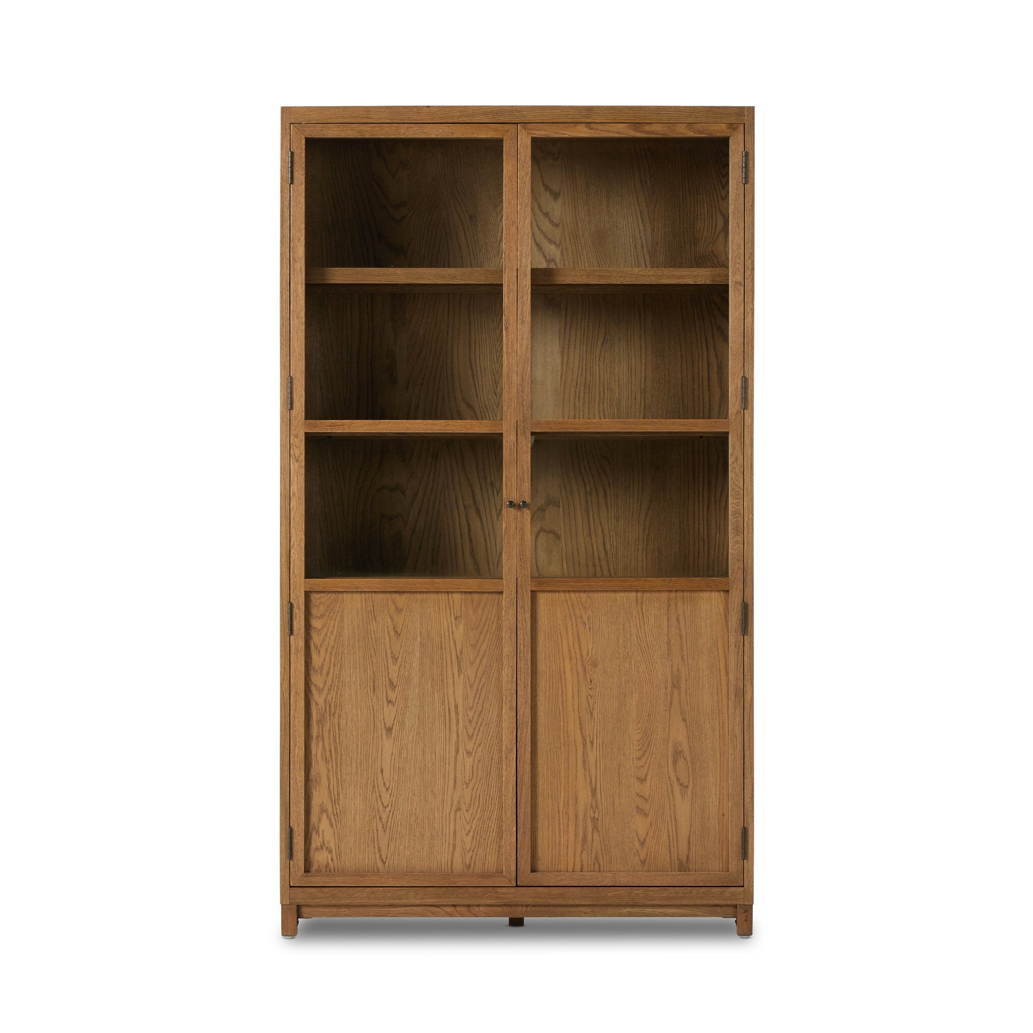 Millie Panel and Glass Door Cabinet - Drifted Oak Solid