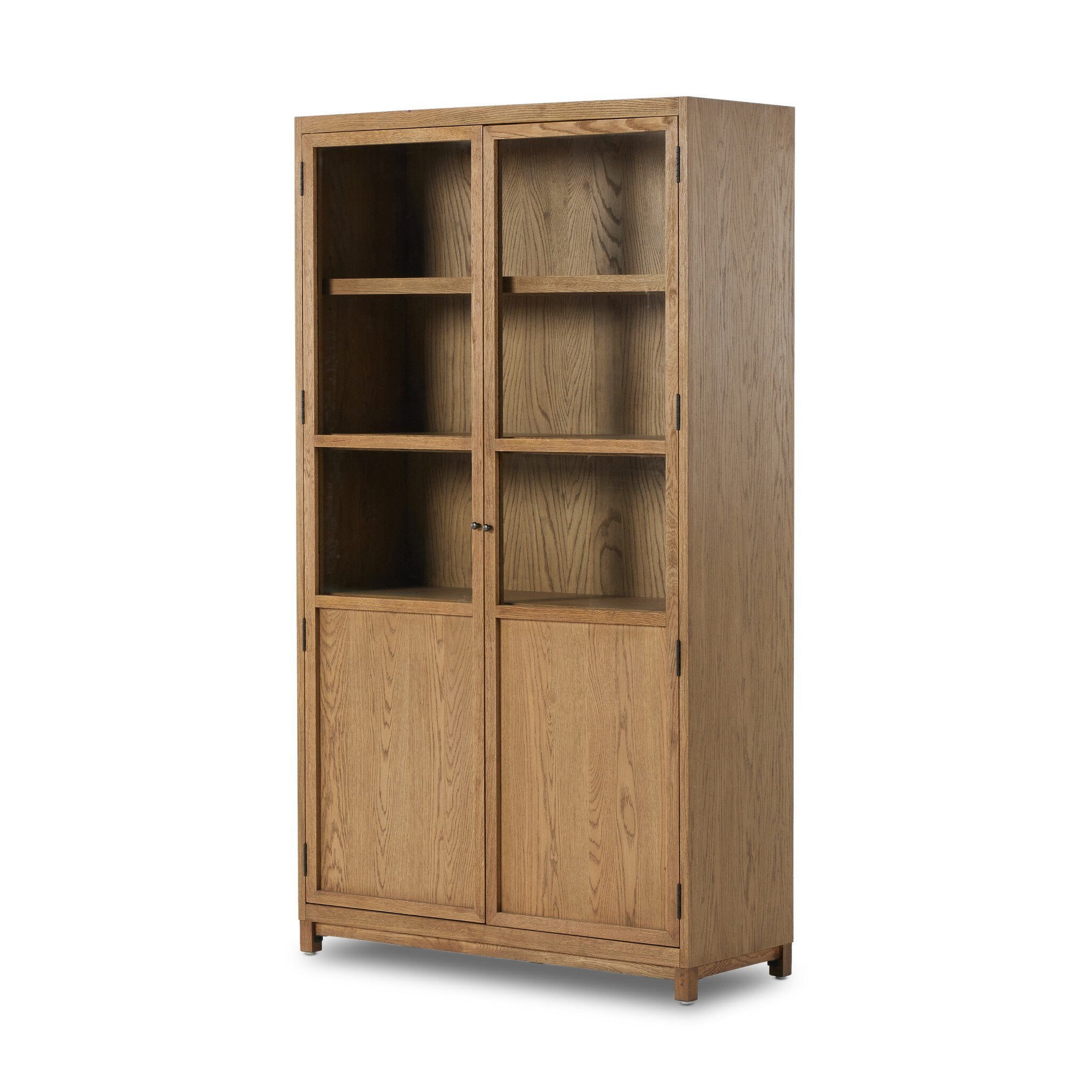 Millie Panel and Glass Door Cabinet - Drifted Oak Solid