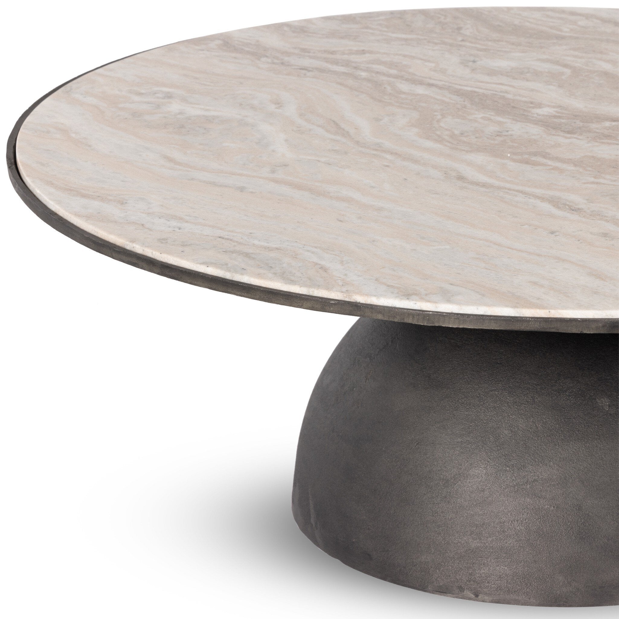 Corbett Large Coffee Table - Creamy Taupe Marble