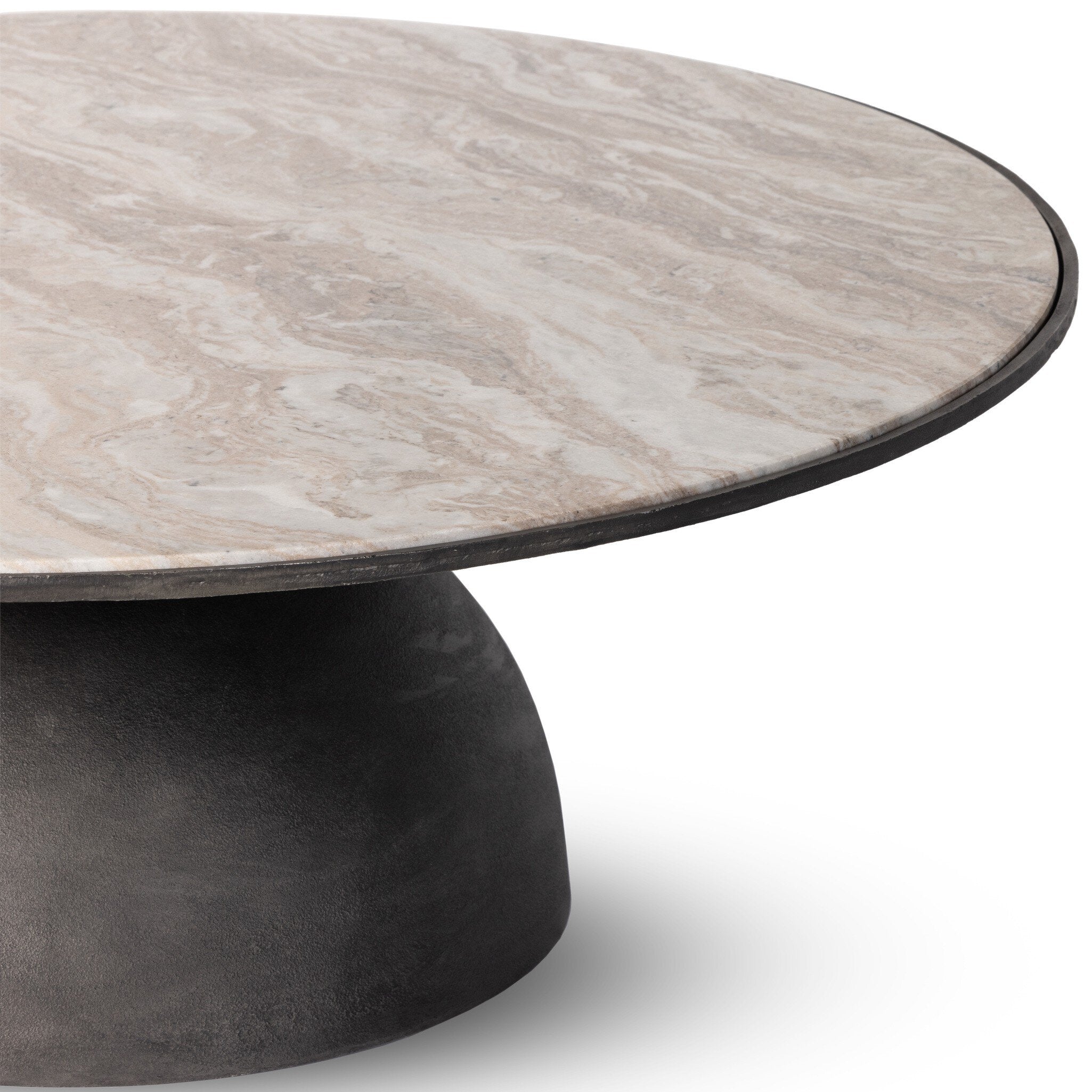 Corbett Large Coffee Table - Creamy Taupe Marble