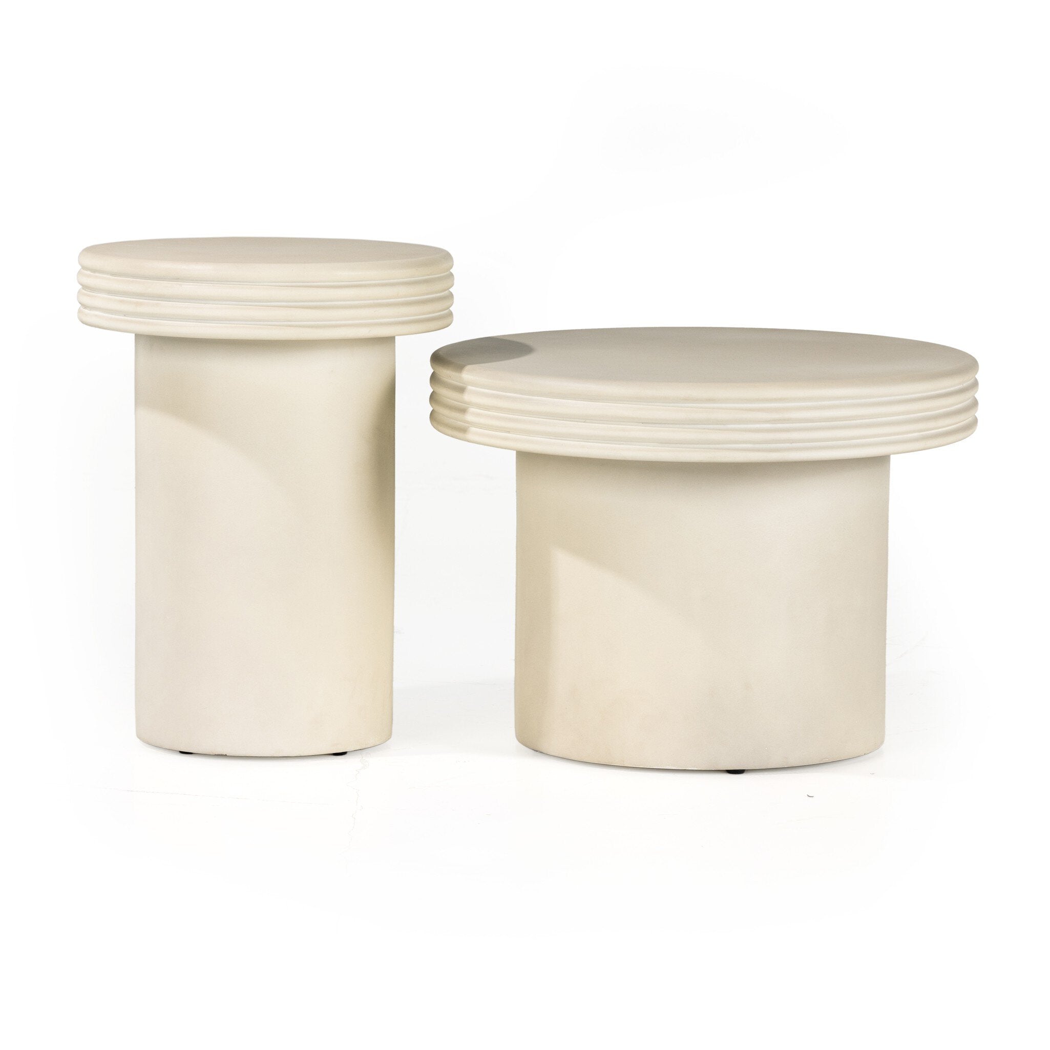 Grecia Outdoor End Table Set - White Concrete