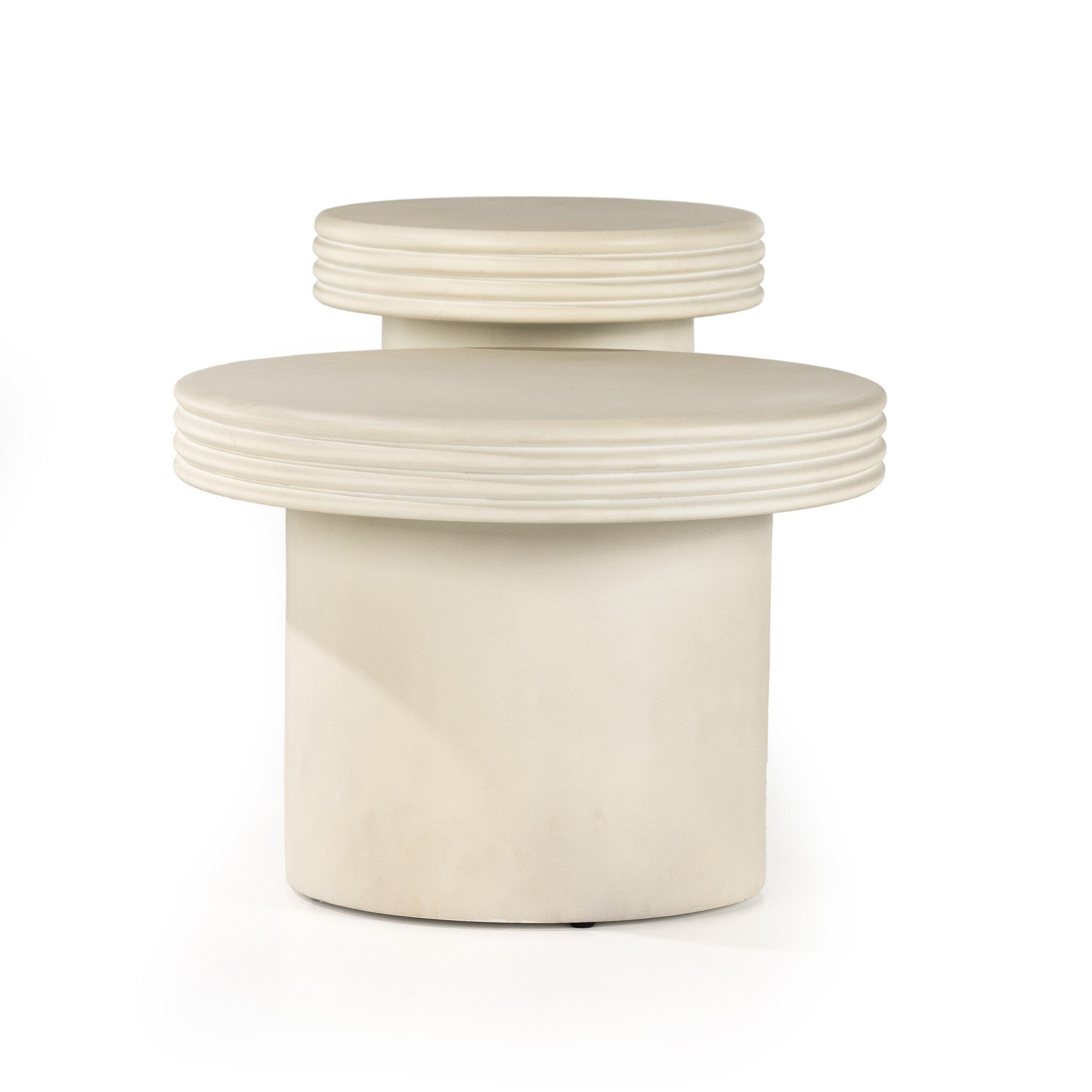 Grecia Outdoor End Table Set - White Concrete