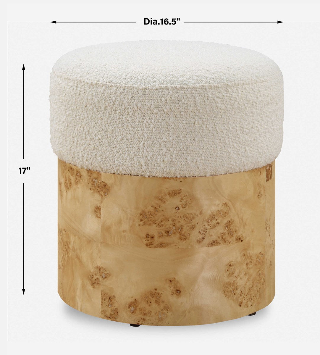 Swirls Poplar Ivory Ottoman