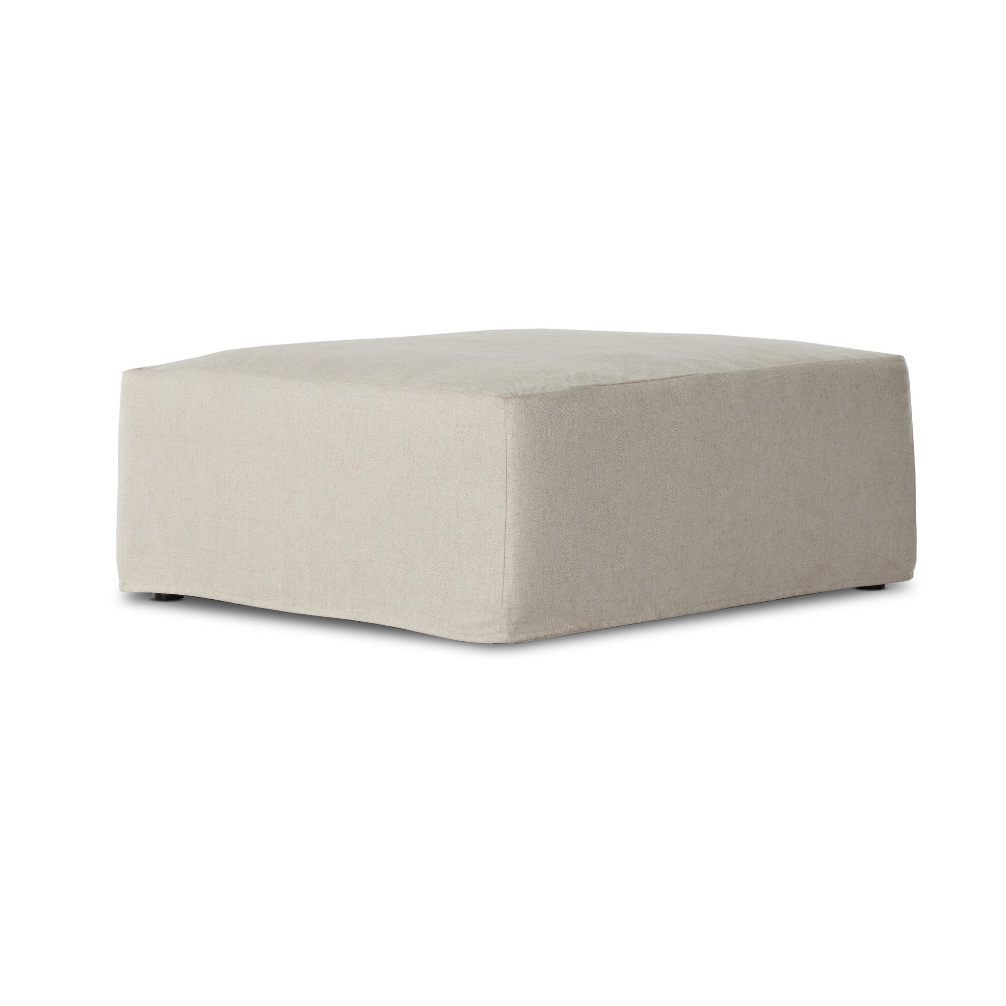 Delray Slipcover Ottoman - Evere Creme