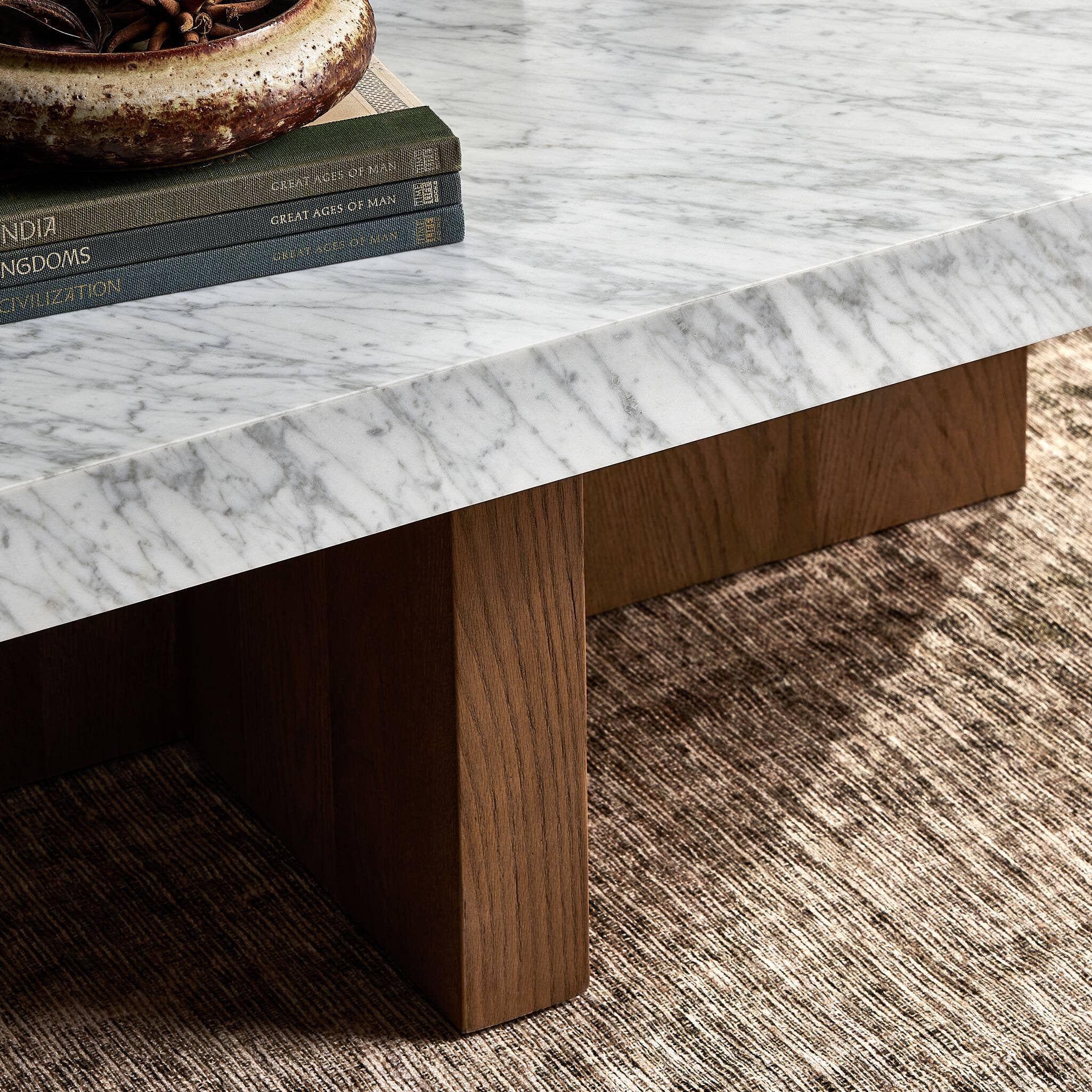 Bellamy Rectangular Coffee Table - White Carrara Marble