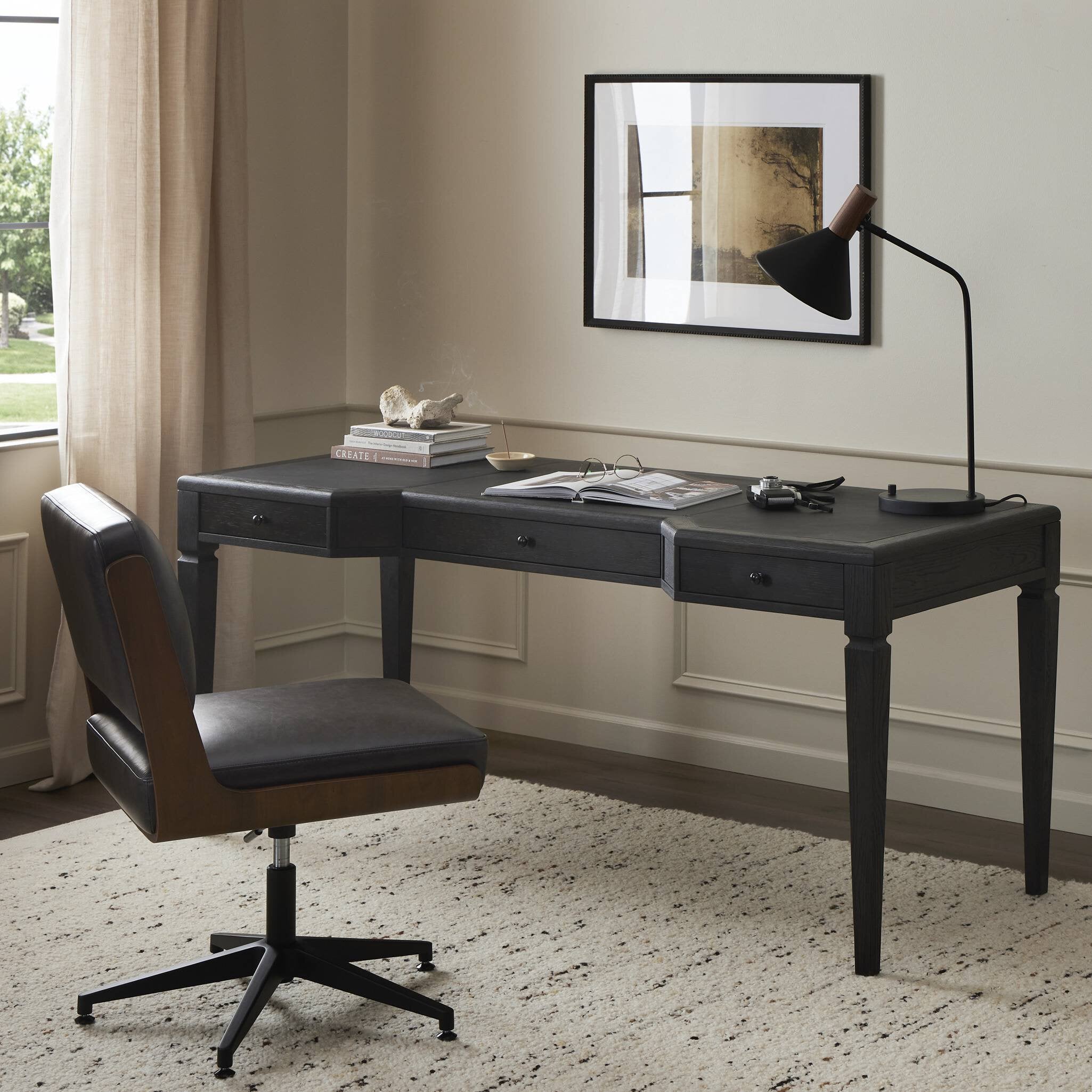 Claude Desk - Distressed Black Oak Veneer