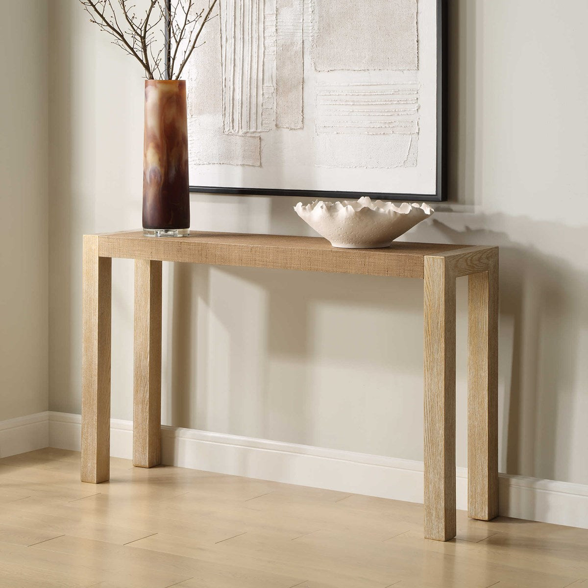 Bentley Grasscloth Console Table