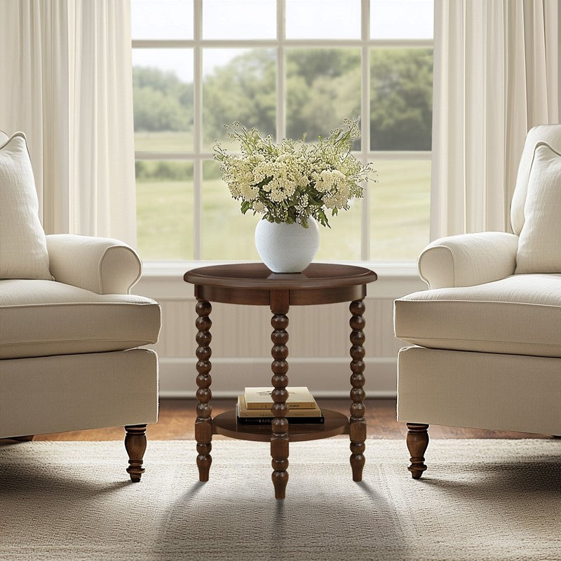 Philippe Round End Table with Shelf