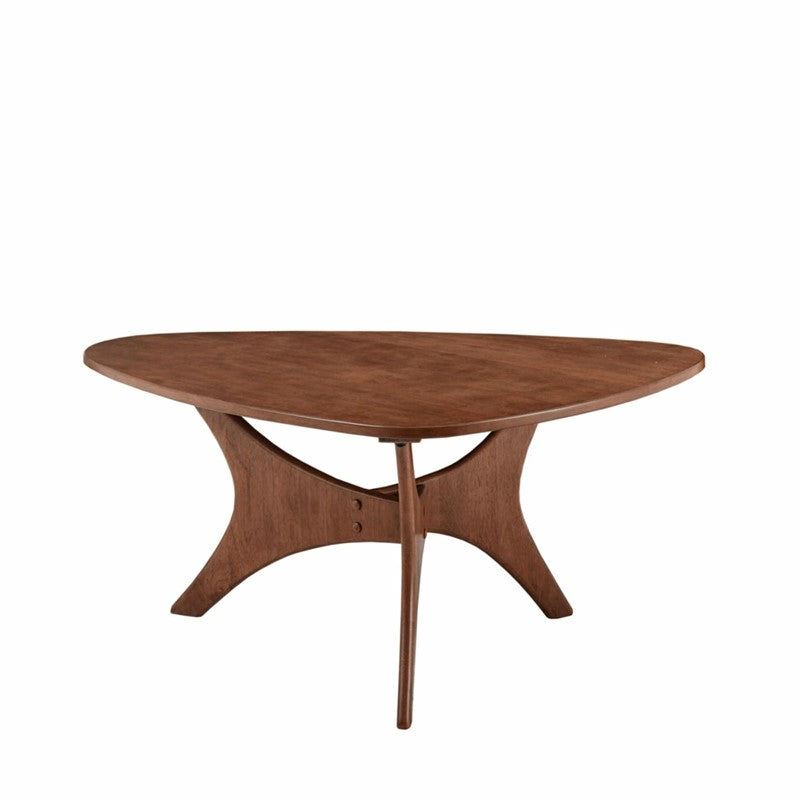 Blaze Organic Triangular Wood Coffee Table with Sculptural Base