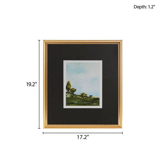 Across The Plains 1 Framed Glass and Double Matted Abstract Landscape Wall Art