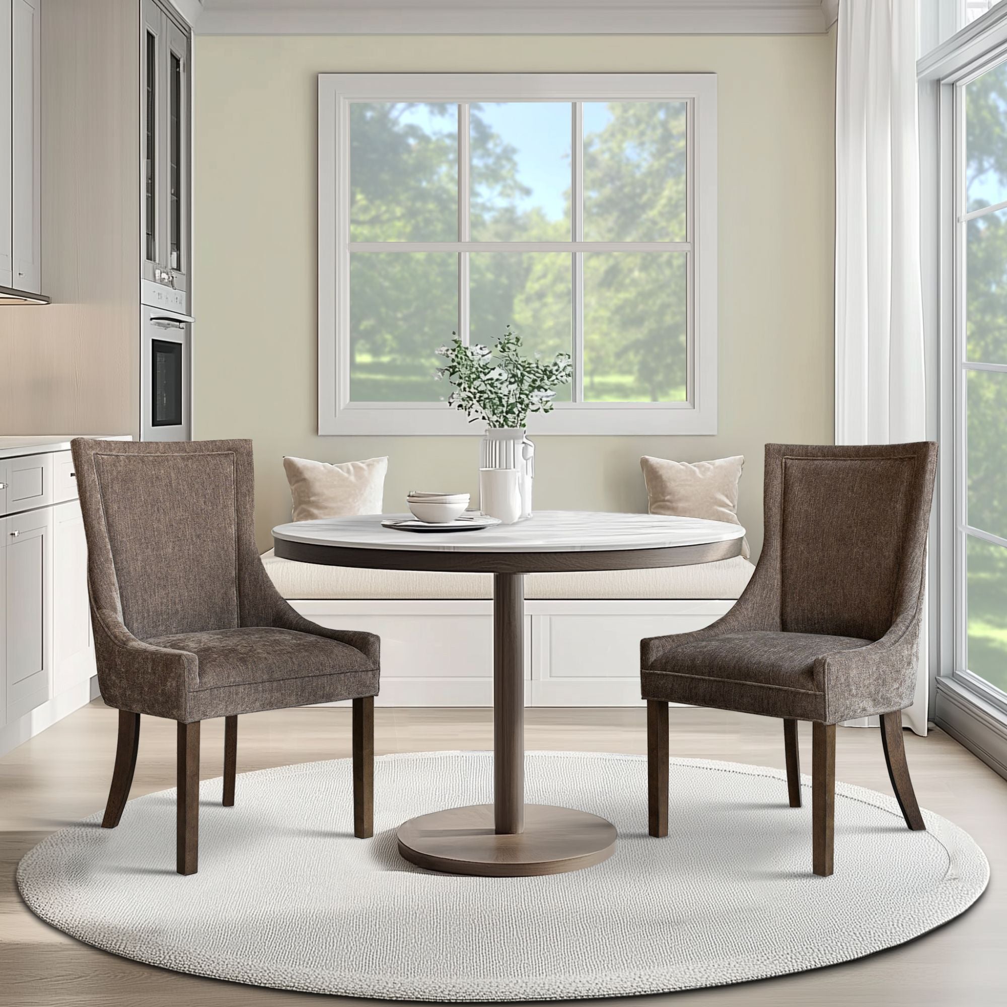 Ultra Ultra Upholstered Dining Side Chairs with wood legs (Set of 2)