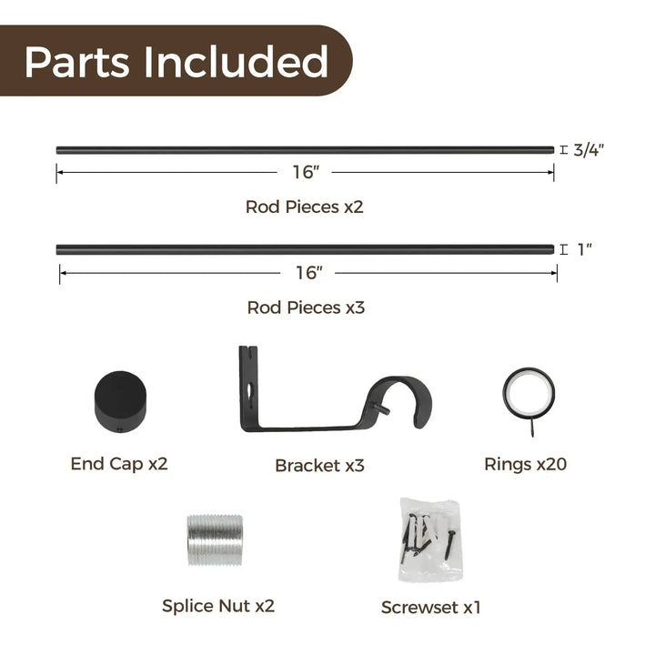 Adjustable Curtain Rod with Rings