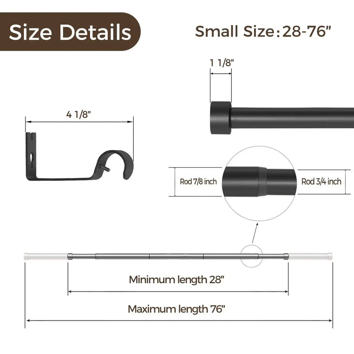 Adjustable Curtain Rod with Rings