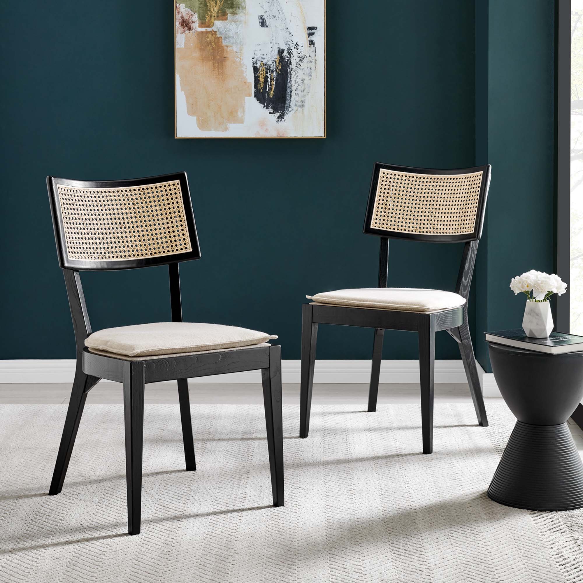 Caledonia Fabric Upholstered Wood Dining Chair