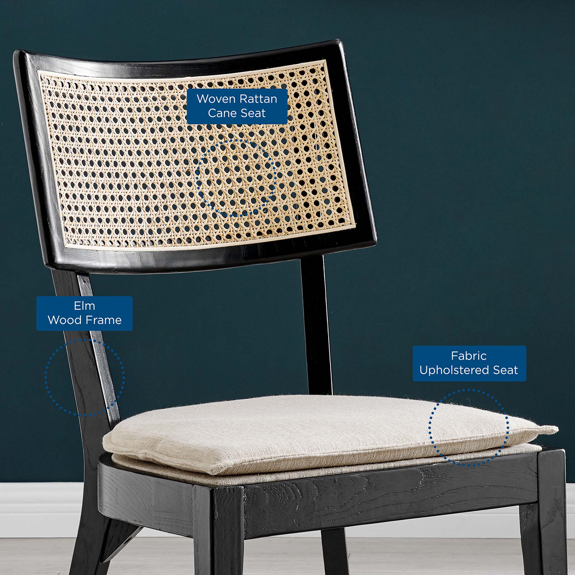 Caledonia Fabric Upholstered Wood Dining Chair