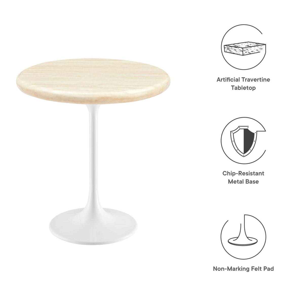 Lippa Round Faux Travertine Side Table