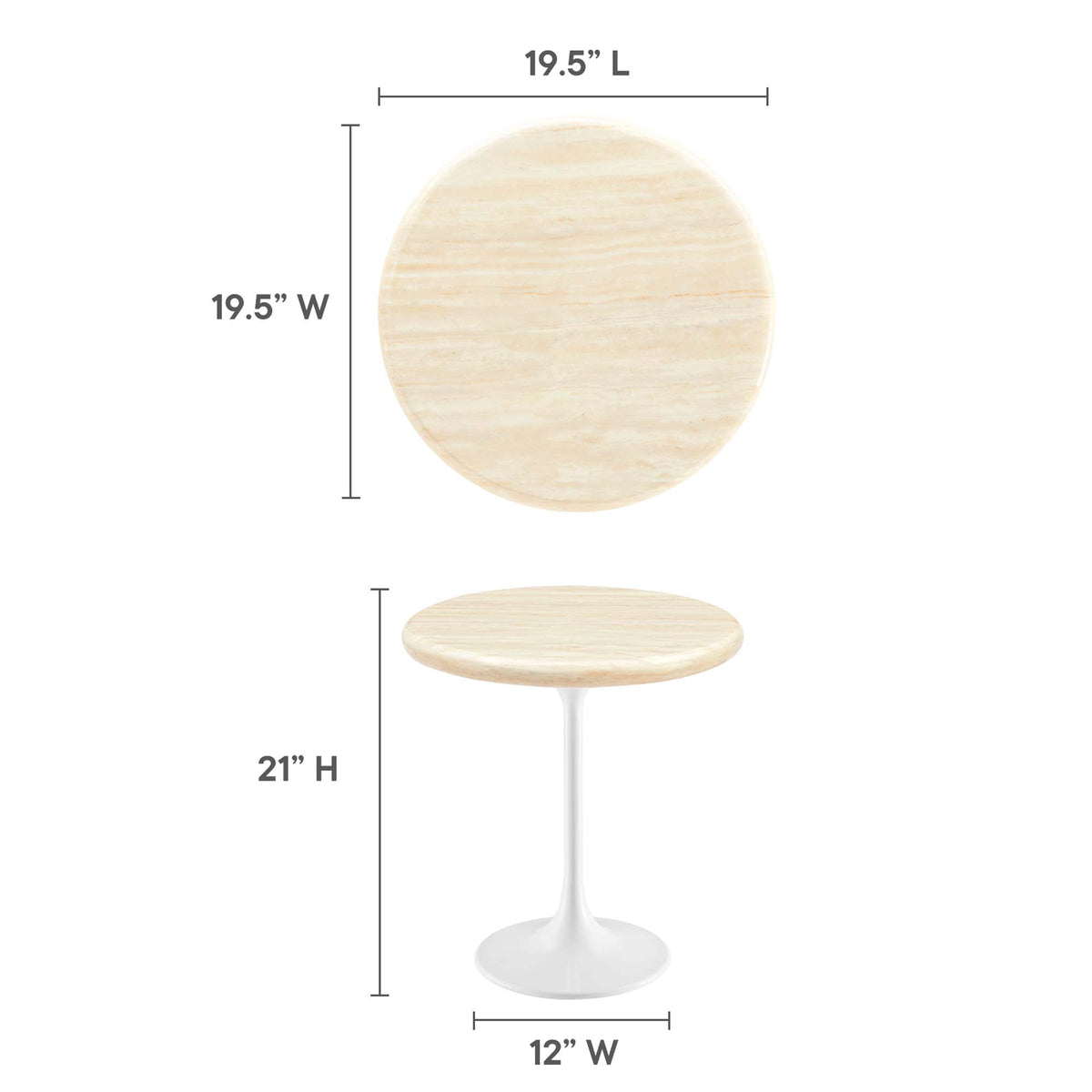 Lippa Round Faux Travertine Side Table