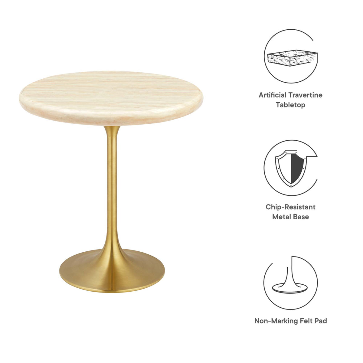 Lippa Round Faux Travertine Side Table