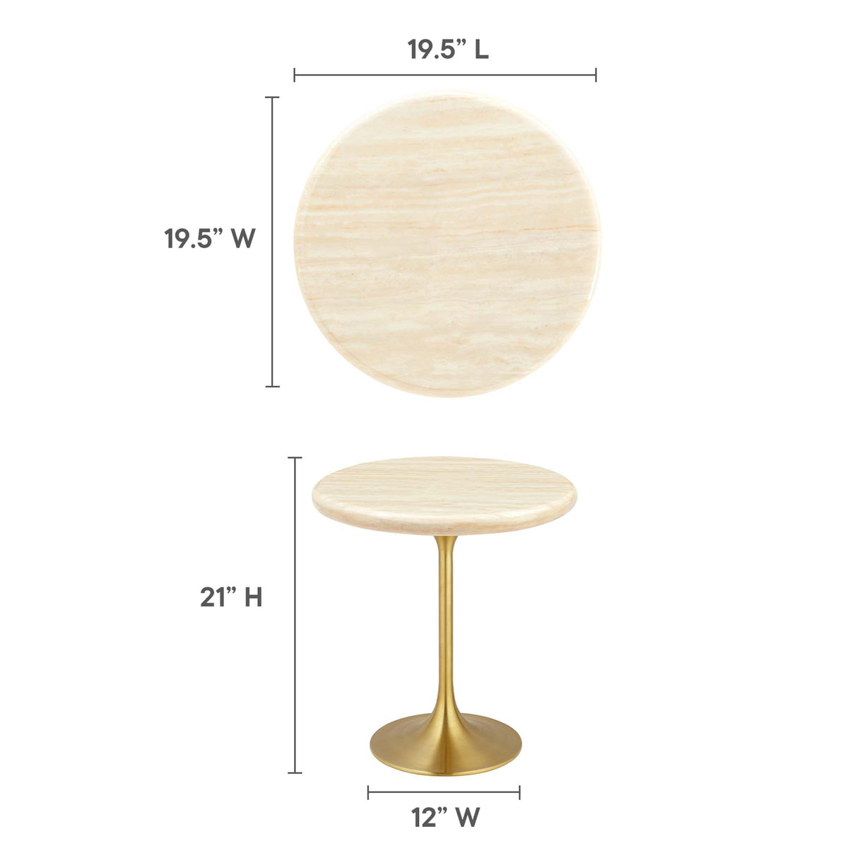 Lippa Round Faux Travertine Side Table