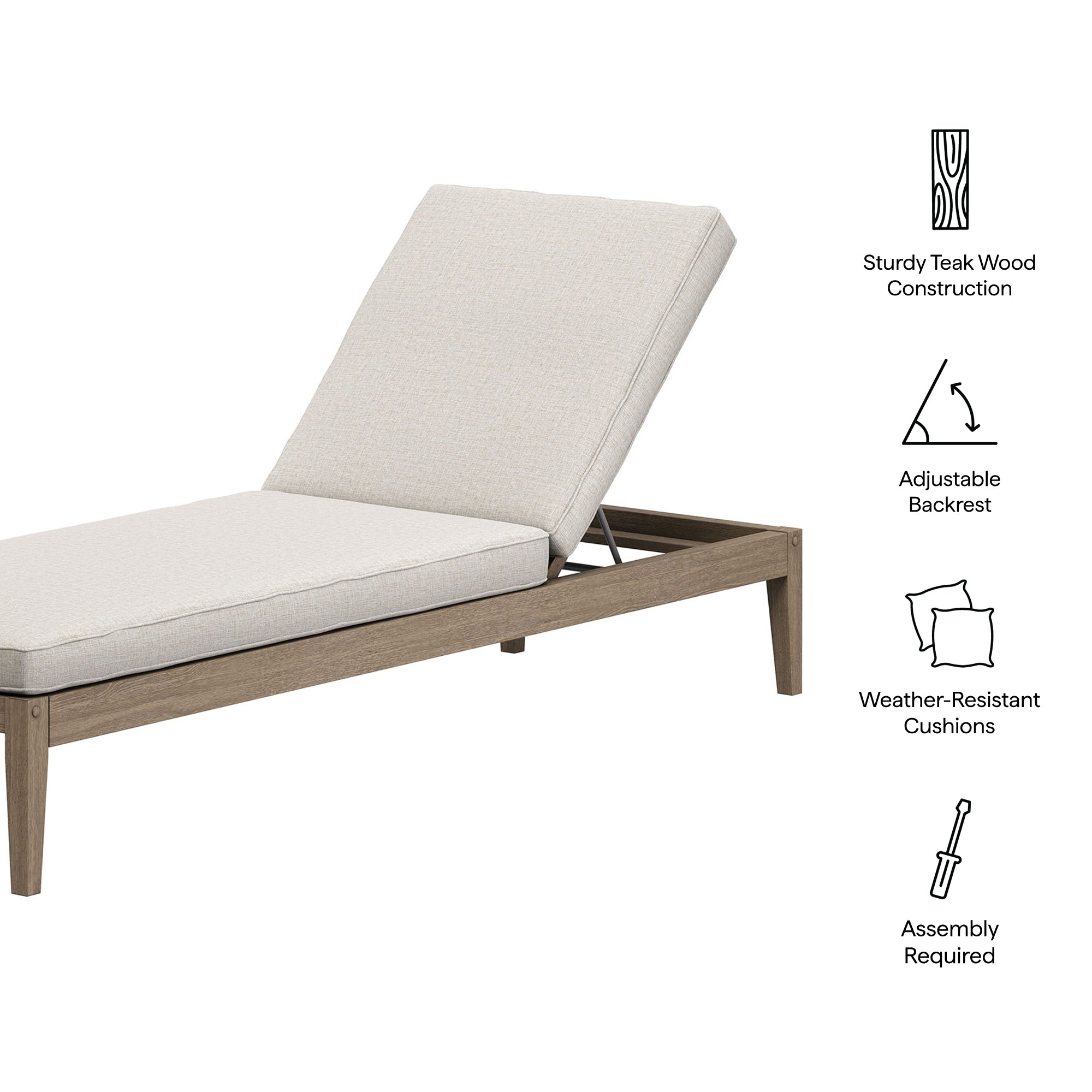 Northlake Outdoor Patio Teak Chaise Lounge