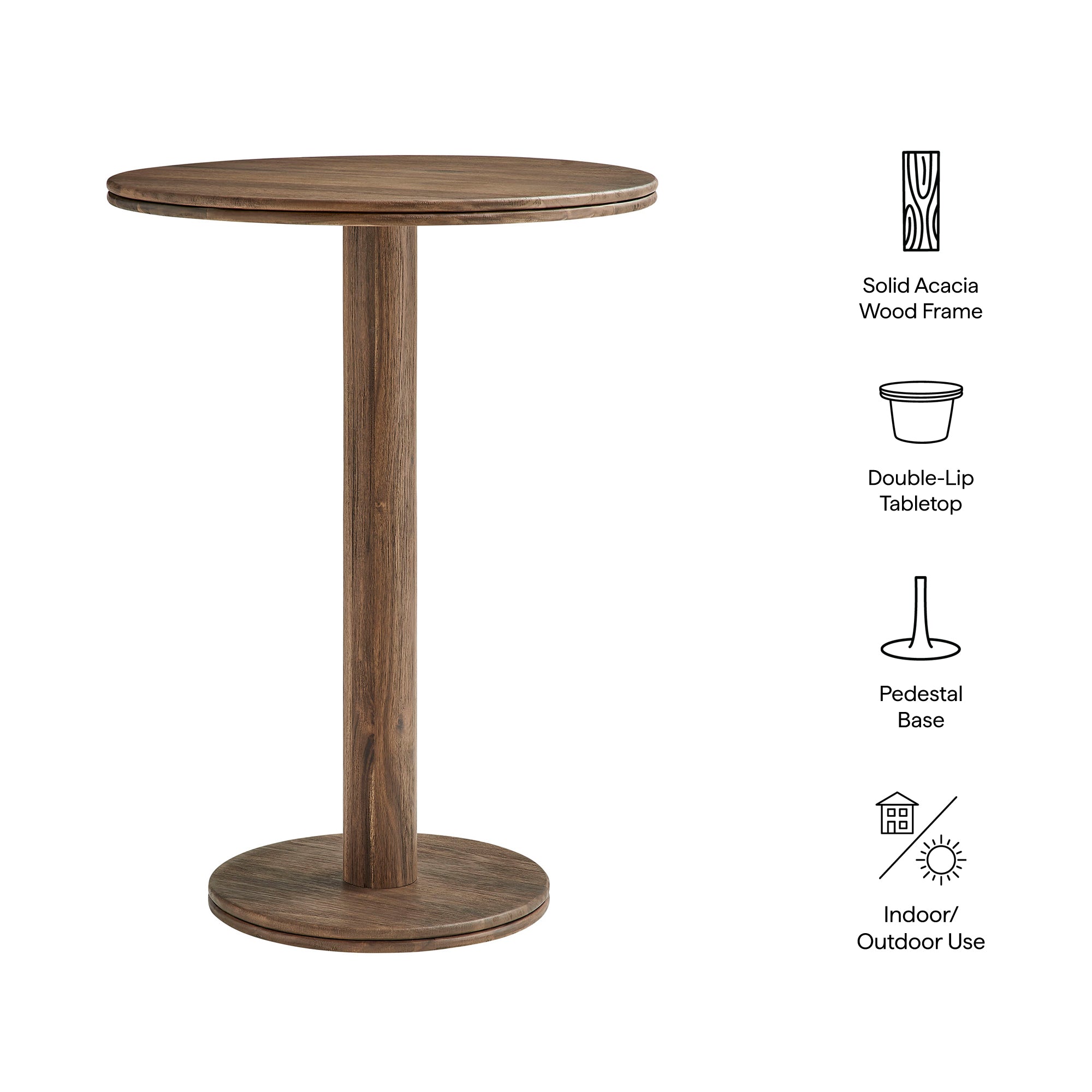 Neo 31 Inch Round Indoor - Outdoor Patio Patio Wood Bar Table